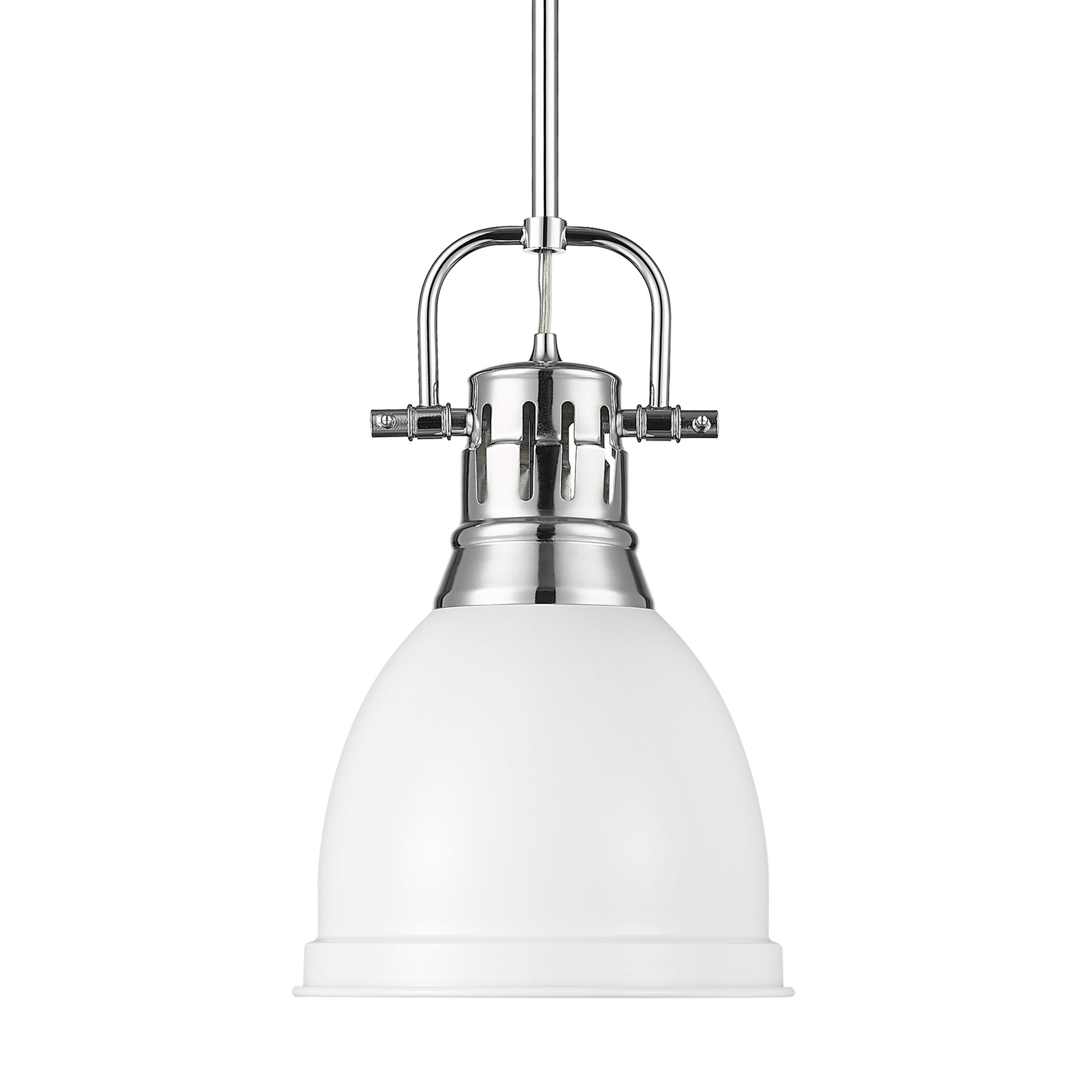 Yep by Golden Lighting Duncan 1-light 9in Rod Hung Pendant in Chrome and Matte White shade