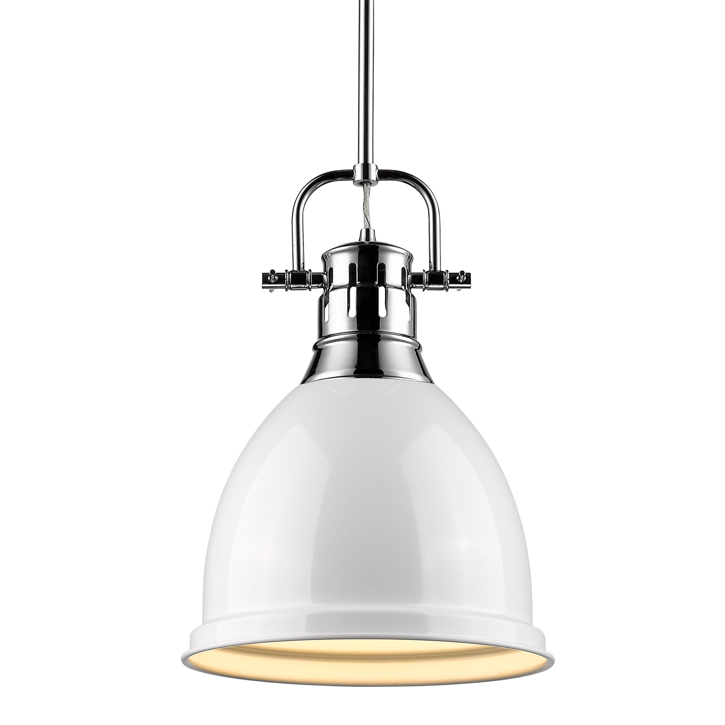 Yep by Golden Lighting Duncan 1-light 9in Rod Hung Pendant in Chrome and White shade - Default Title - Golden Lighting