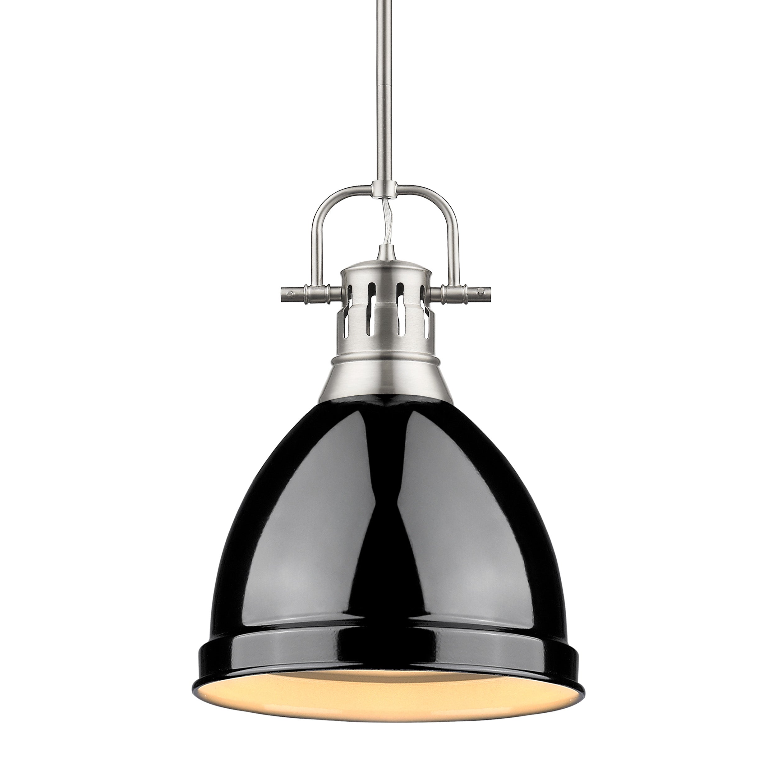 Yep by Golden Lighting Duncan 1-light 9in Rod Hung Pendant in Pewter and Black shade - Default Title - Golden Lighting