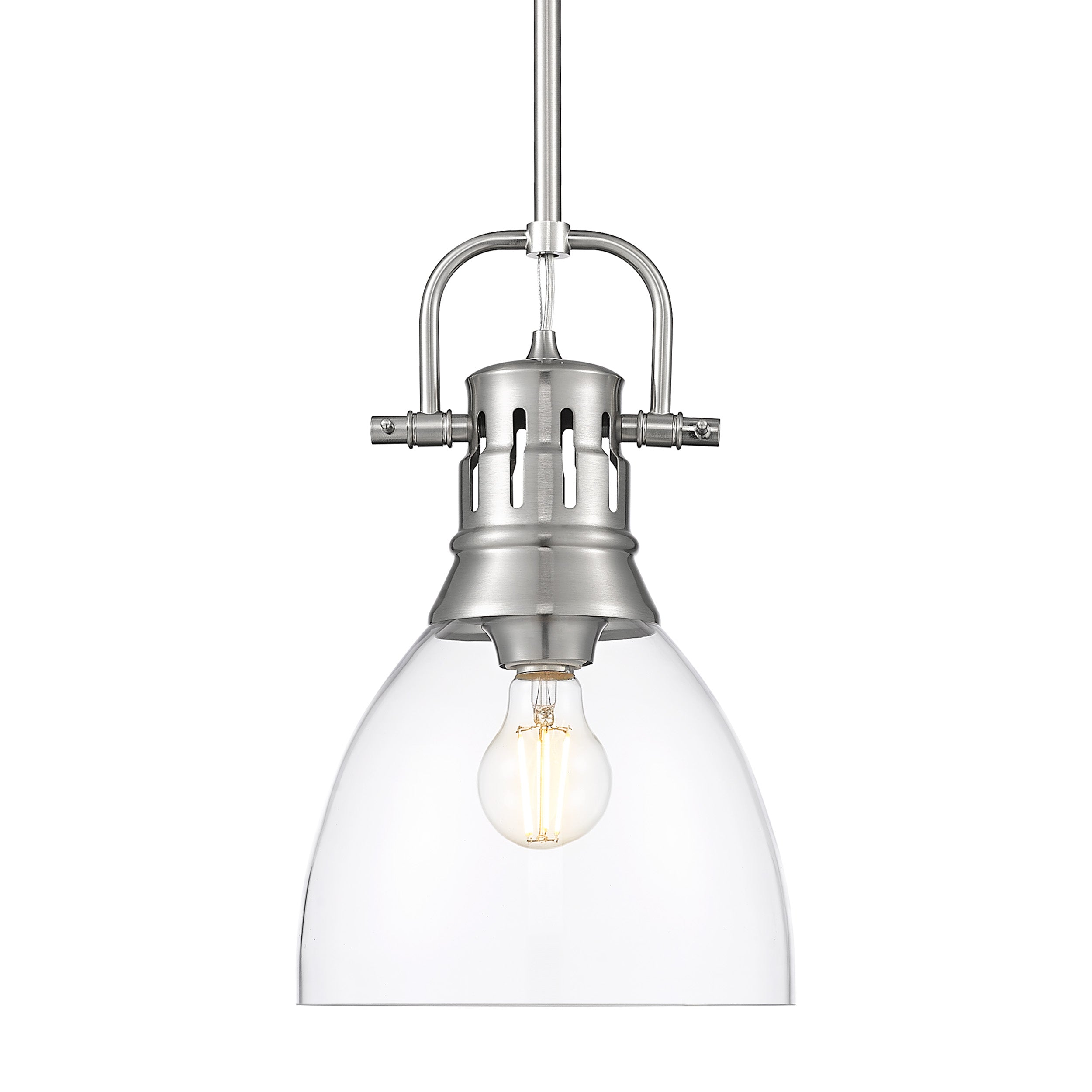 Yep by Golden Lighting Duncan 1-light 9in rod hung Pendant in Pewter and Clear Glass