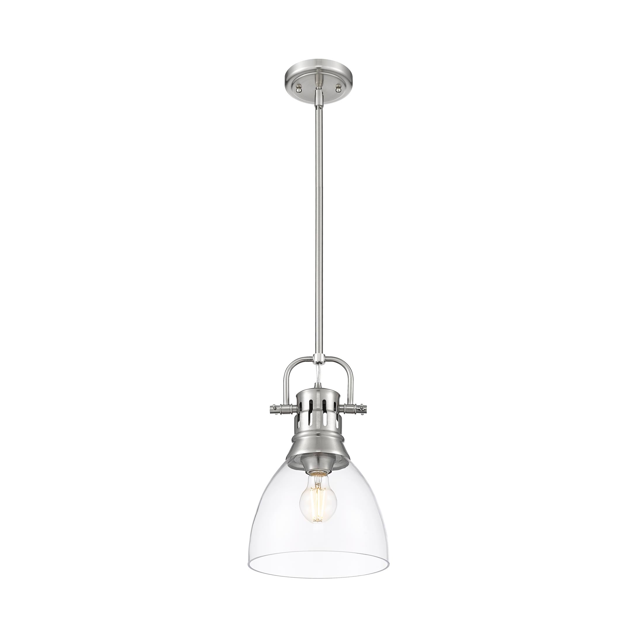 Duncan Small Pendant with Rod in Pewter with Clear Glass - Default Title - Golden Lighting
