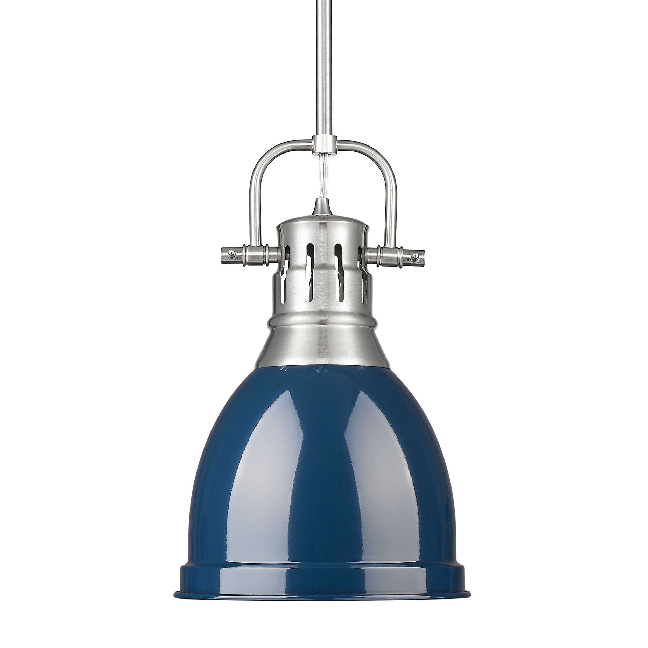 Yep by Golden Lighting Duncan 1-light 9in Rod Hung Pendant in Pewter and Navy Blue shade - Default Title - Golden Lighting