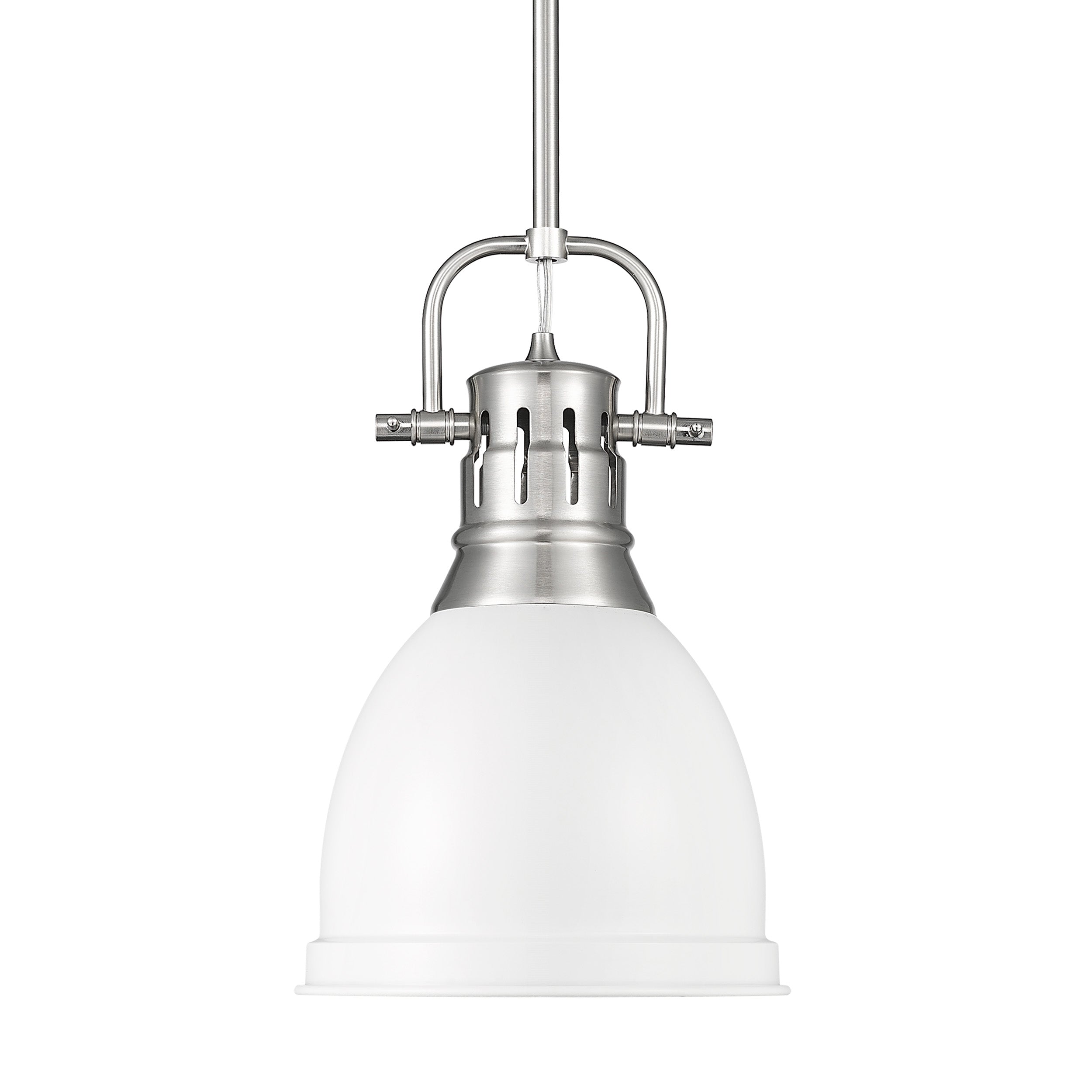 Yep by Golden Lighting Duncan 1-light 9in Rod Hung Pendant in Pewter and Matte White shade