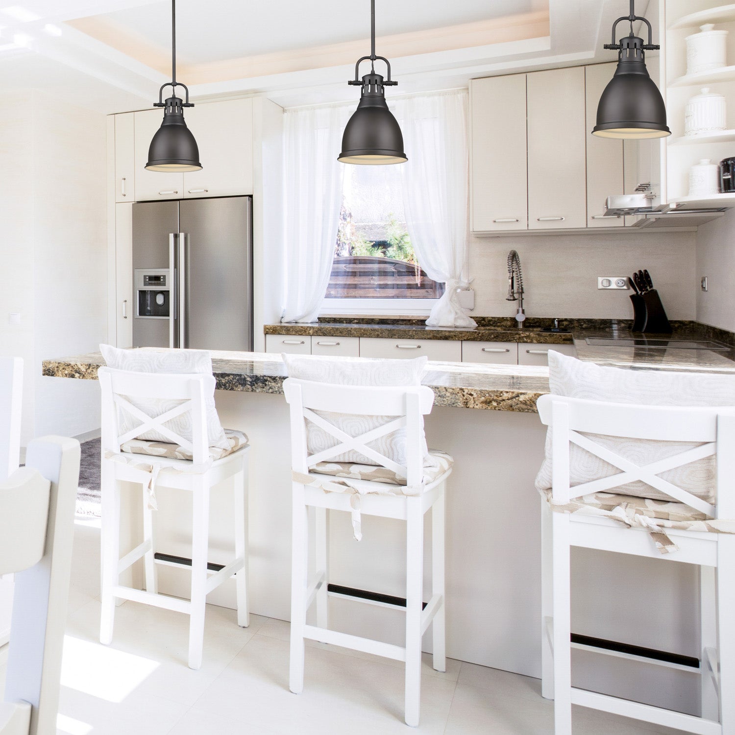 Yep by Golden Lighting Duncan 1-light 9in Rod Hung Pendant in Rubbed Bronze and Rubbed Bronze shade