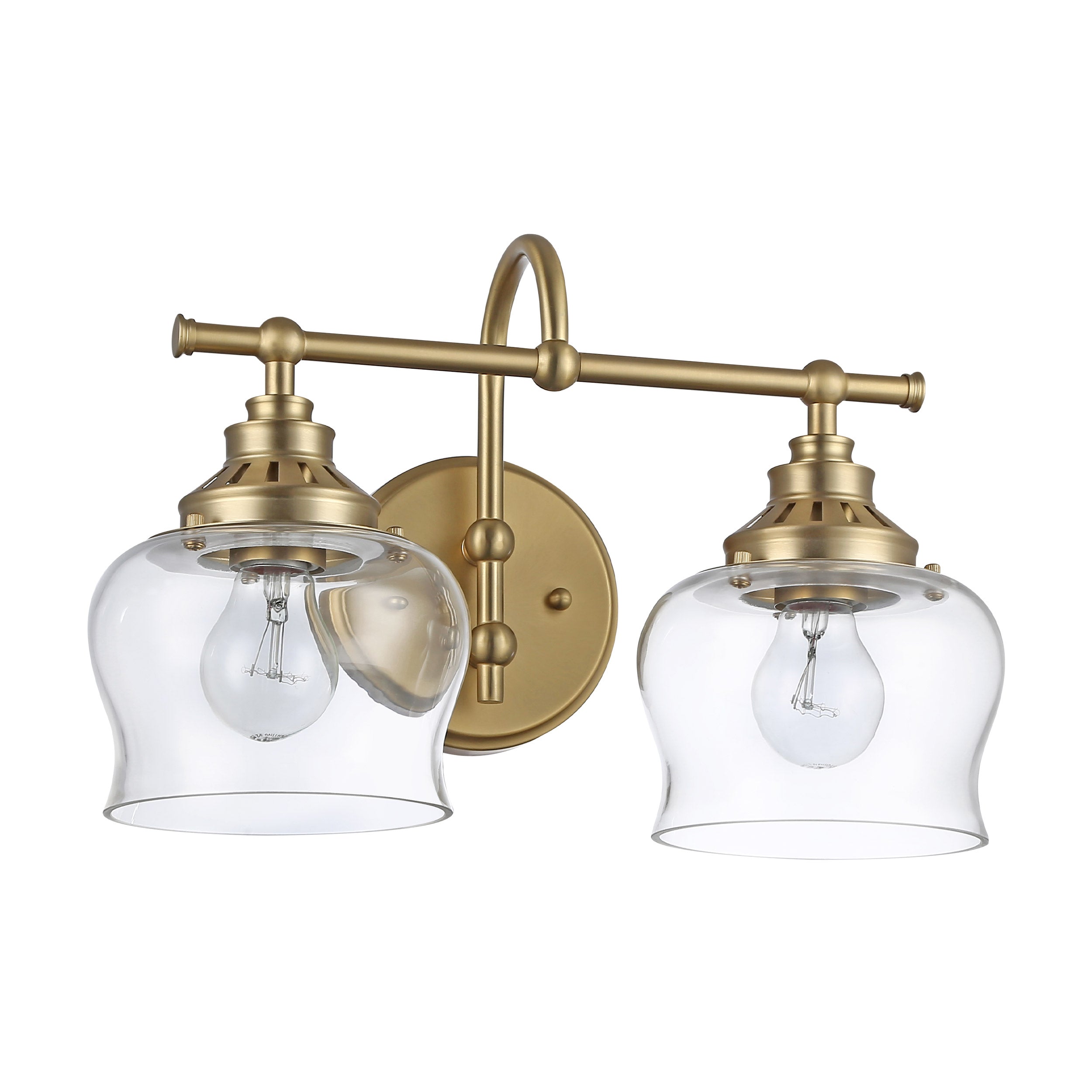 Wry Lighting Daphne 2-light Vanity in Brushed Champagne Brass - - Golden Lighting