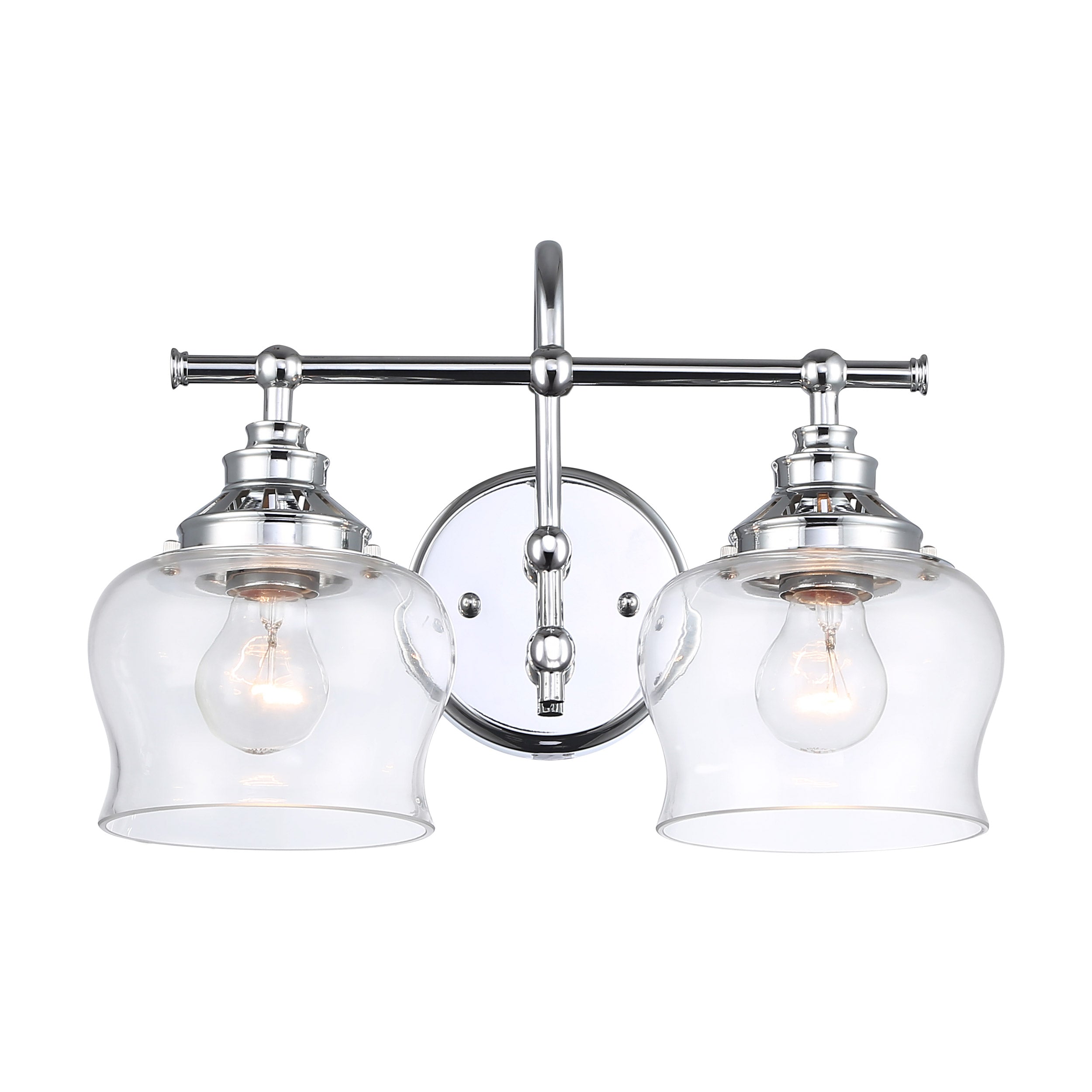 Daphne 2-Light Vanity Light in Chrome with Clear Glass - - Golden Lighting
