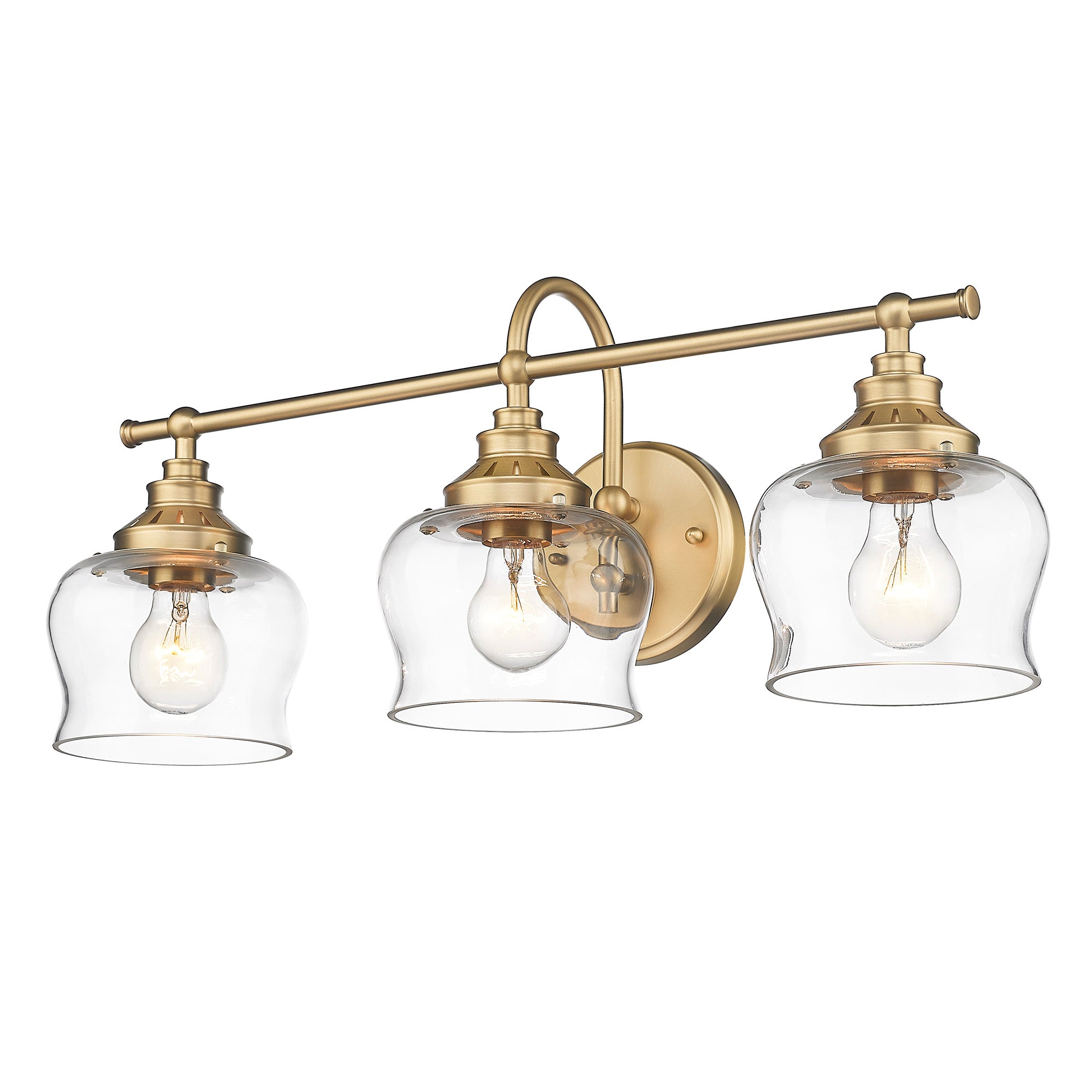 Daphne 3 Light Bath Vanity in Brushed Champagne Bronze with Clear Glass Shade - - Golden Lighting
