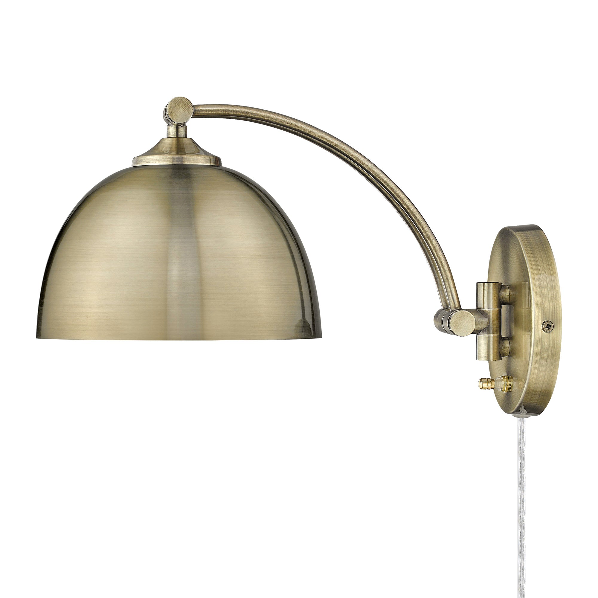 Rey 1-light Swing Arm Wall Lamp in Aged Brass