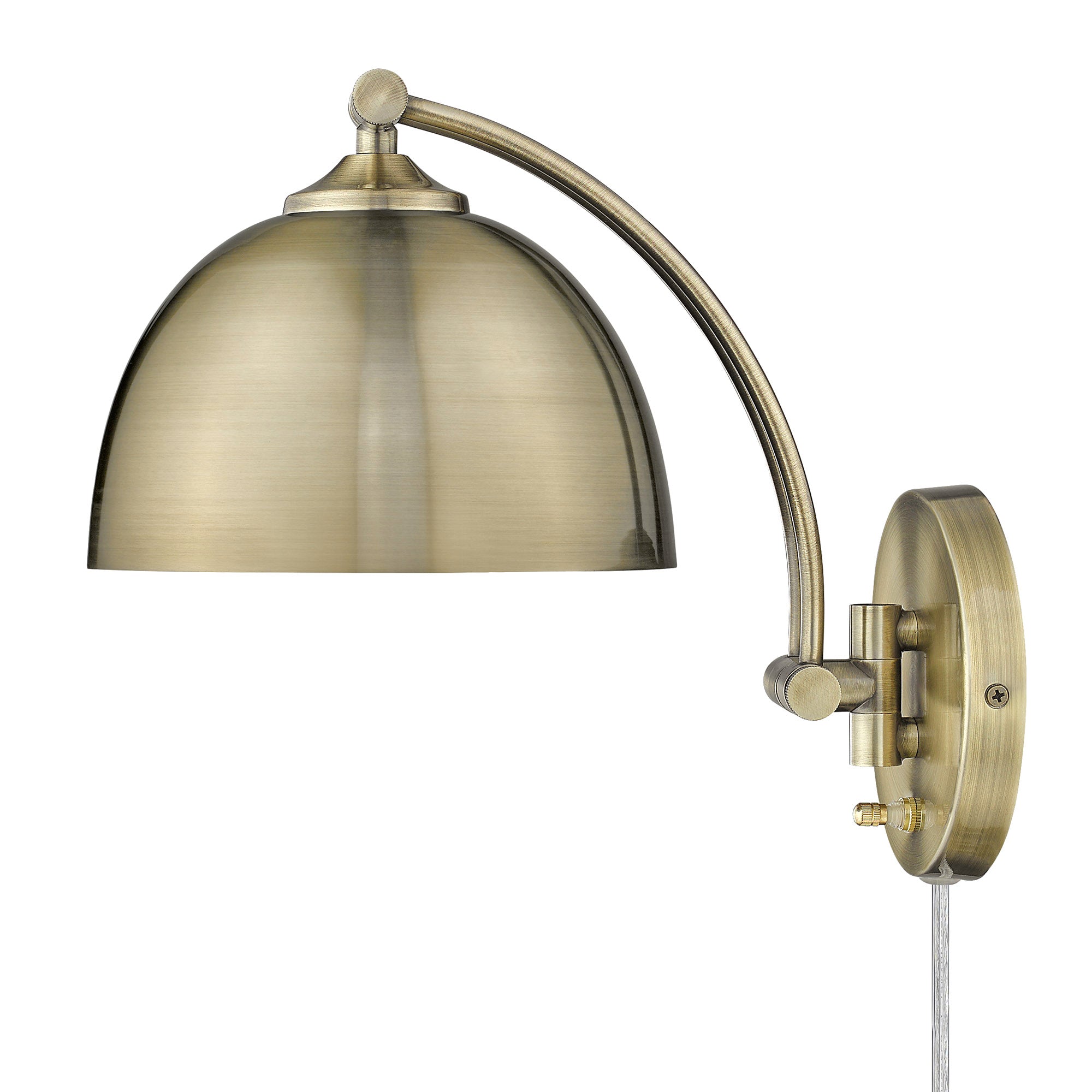 Rey 1-light Swing Arm Wall Lamp in Aged Brass