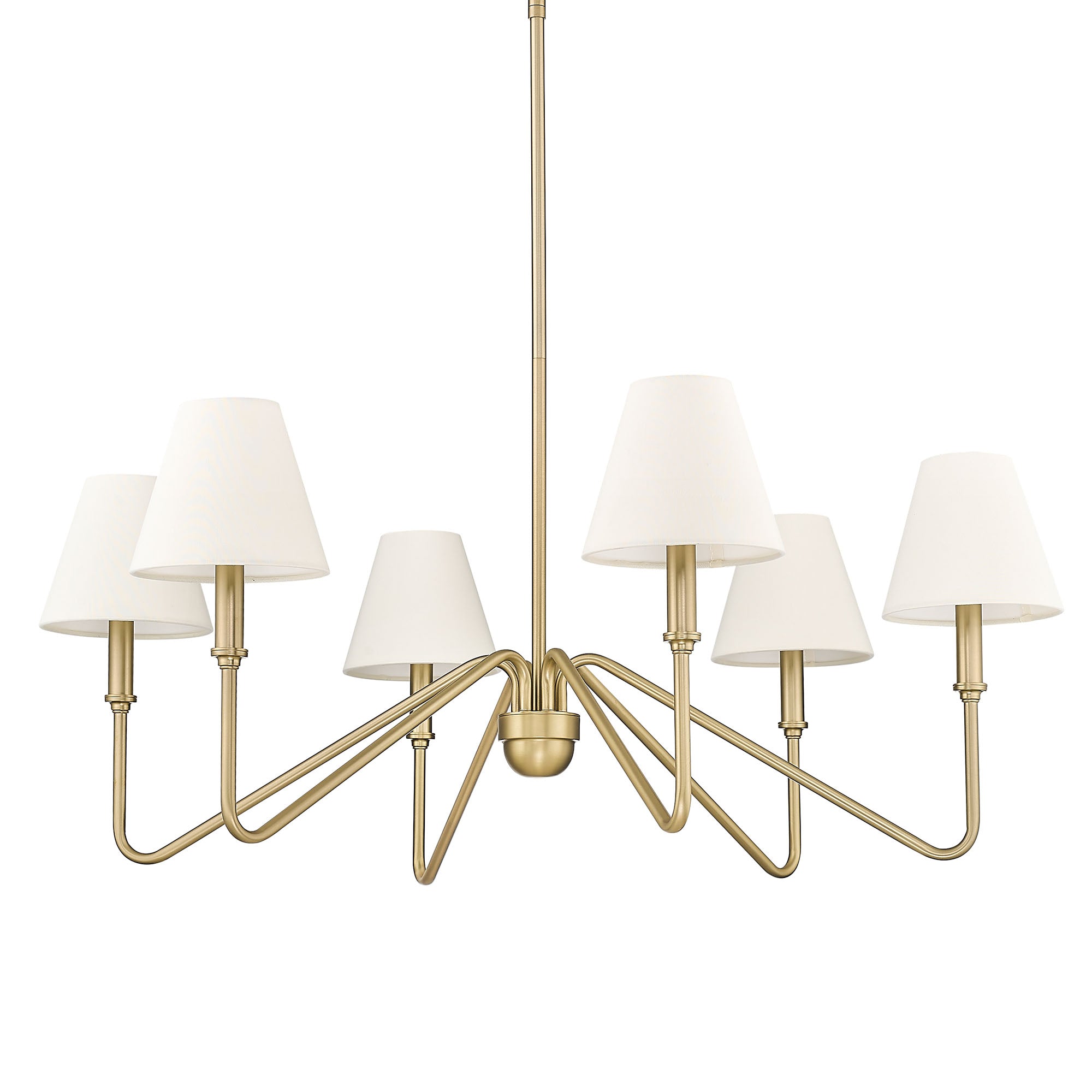Yep by Golden Lighting Kennedy 6-light Chandelier in Brushed Champagne Brass and Ivory Linen shade - - Golden Lighting