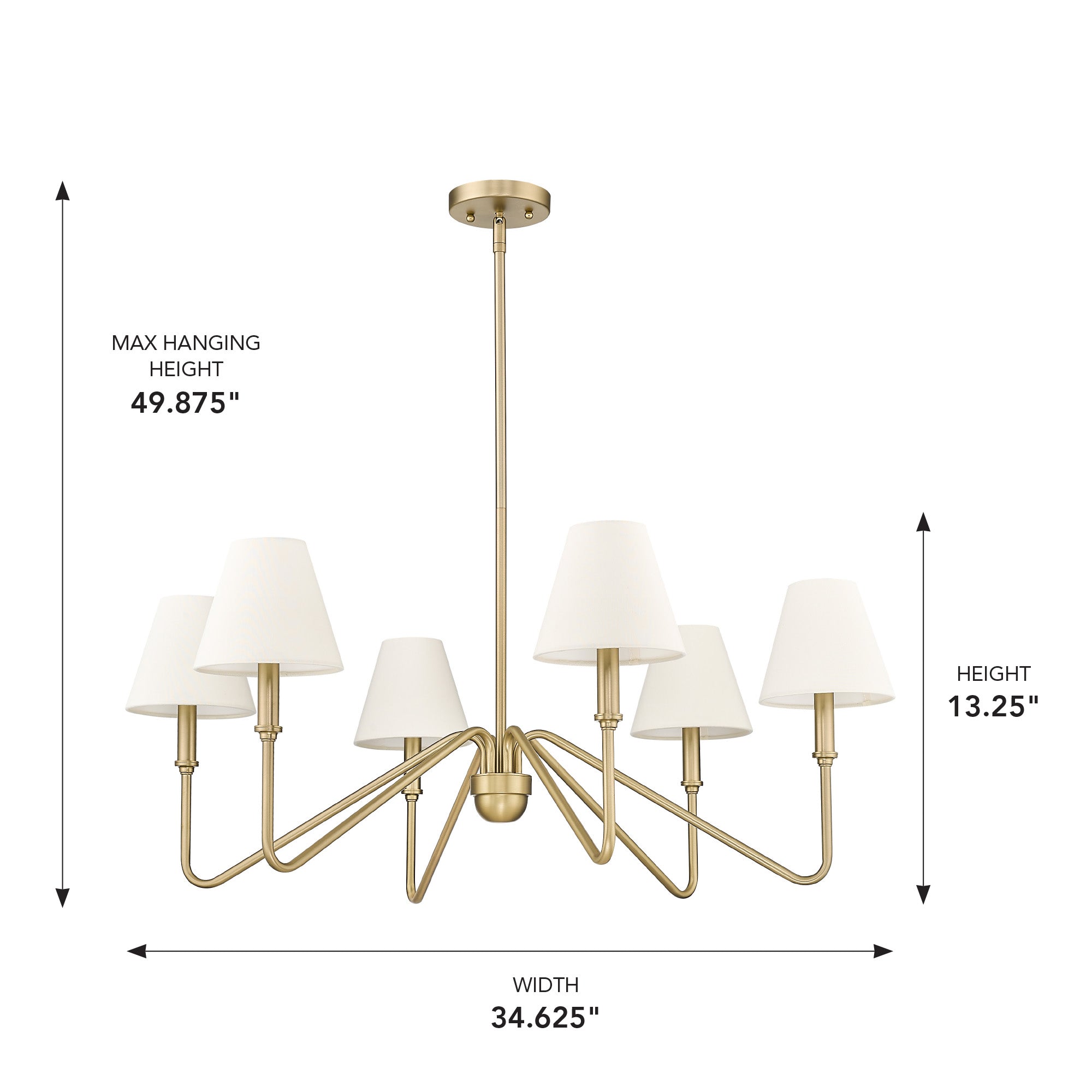 Yep by Golden Lighting Kennedy 6-light Island Light in Brushed Champagne Brass and Ivory Linen shade - - Golden Lighting