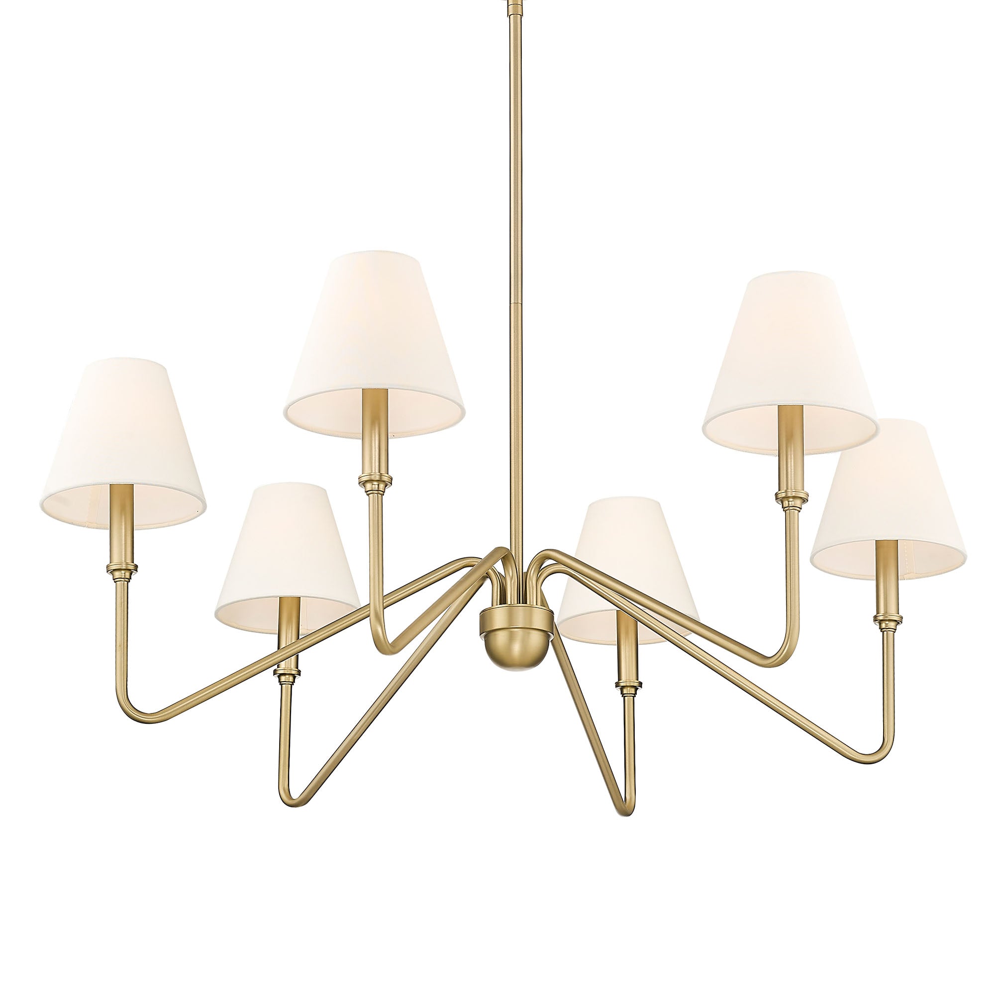 Yep by Golden Lighting Kennedy 6-light Chandelier in Brushed Champagne Brass and Ivory Linen shade - Default Title - Golden Lighting
