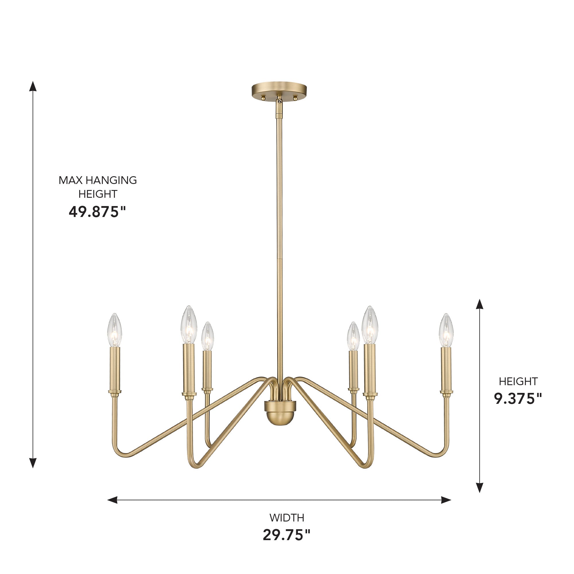 Yep by Golden Lighting Kennedy 6-light Chandelier in Brushed Champagne Brass - Default Title - Golden Lighting
