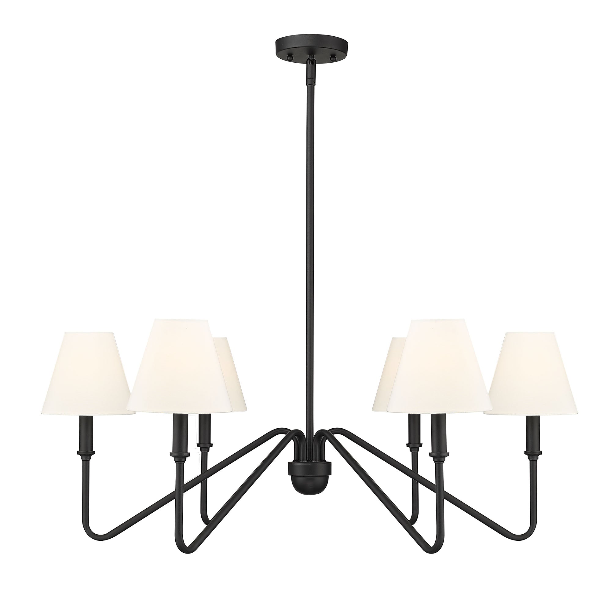 Yep by Golden Lighting Kennedy 6-light Chandelier in Natural Black and Ivory Linen shade - - Golden Lighting