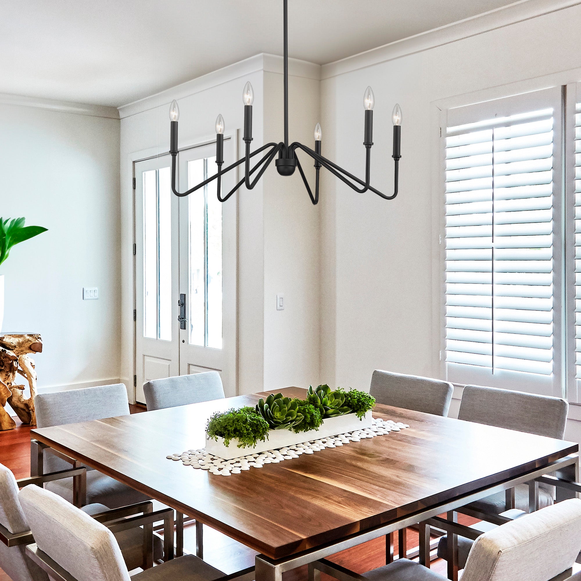 Kennedy 6 Light Chandelier in Natural Black - Default Title - Golden Lighting