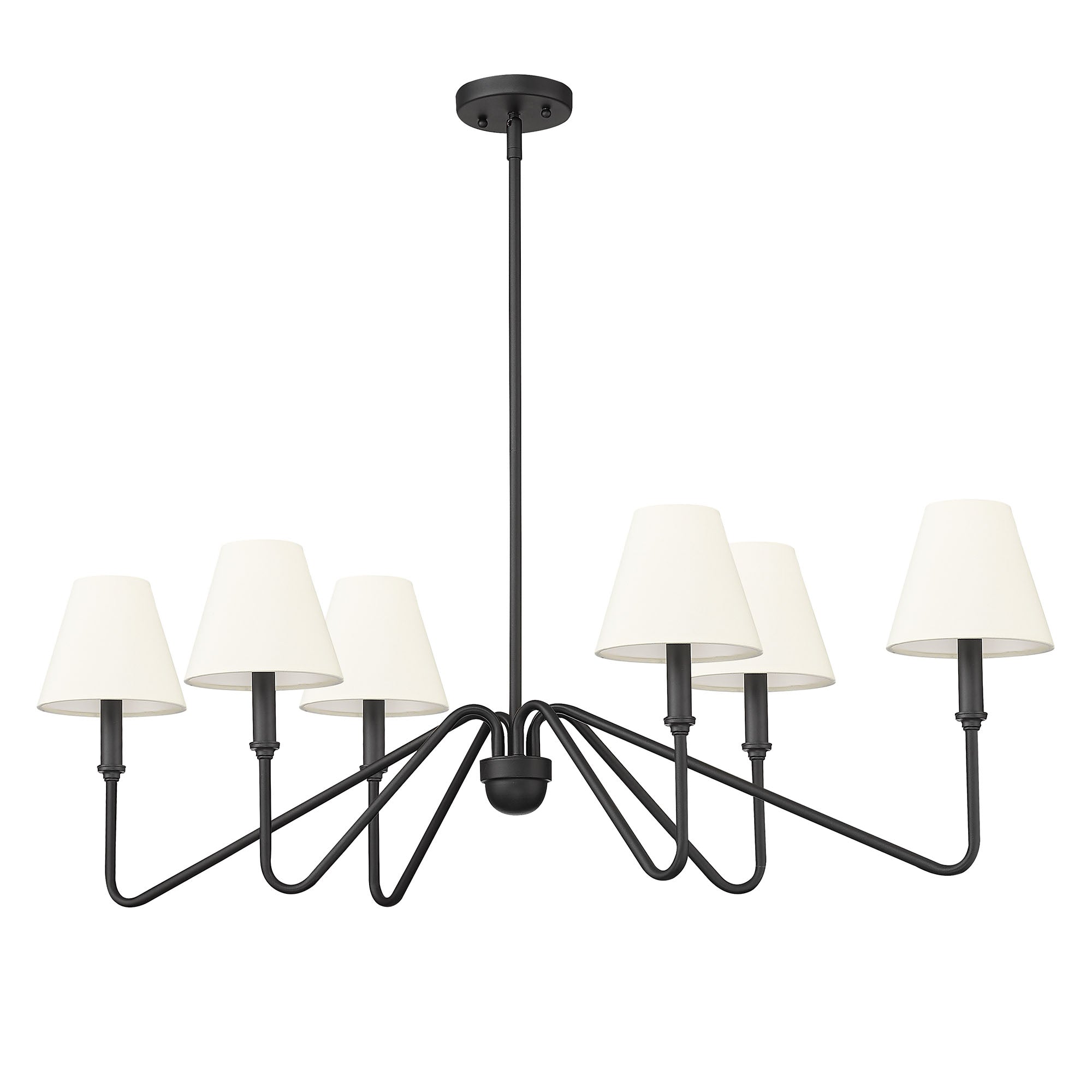 Yep by Golden Lighting Kennedy 6-light Island Light in Natural Black and Ivory Linen shade - - Golden Lighting