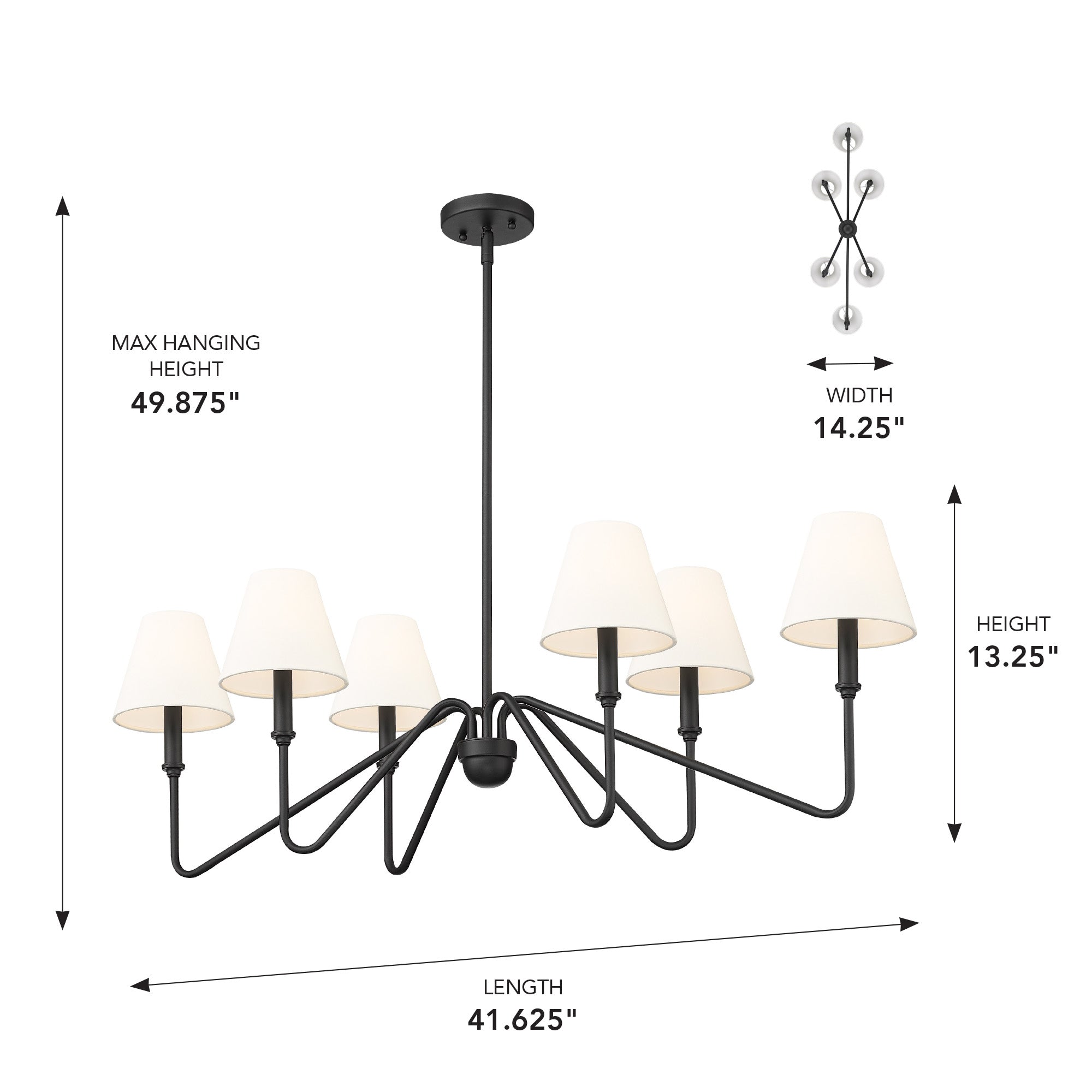 Yep by Golden Lighting Kennedy 6-light Island Light in Natural Black and Ivory Linen shade - - Golden Lighting