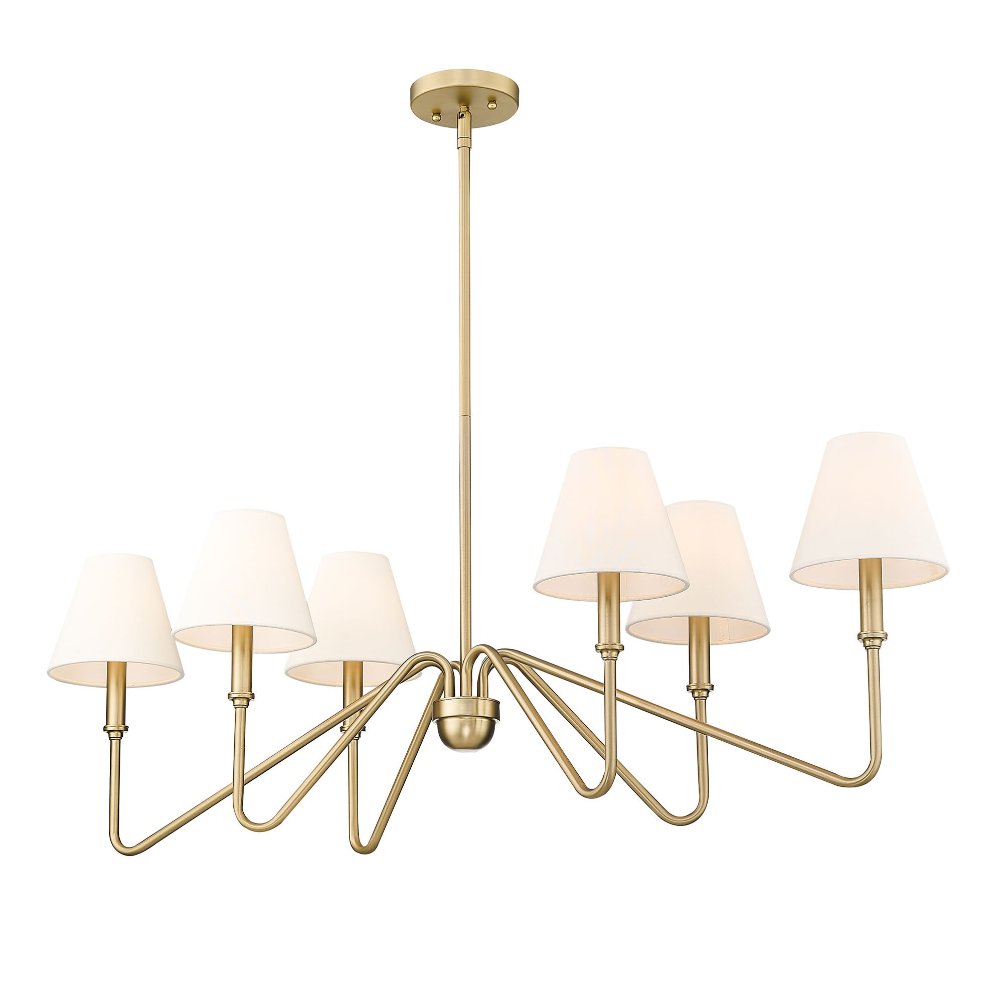Yep by Golden Lighting Kennedy 6-light Island Light in Brushed Champagne Brass and Ivory Linen shade - - Golden Lighting
