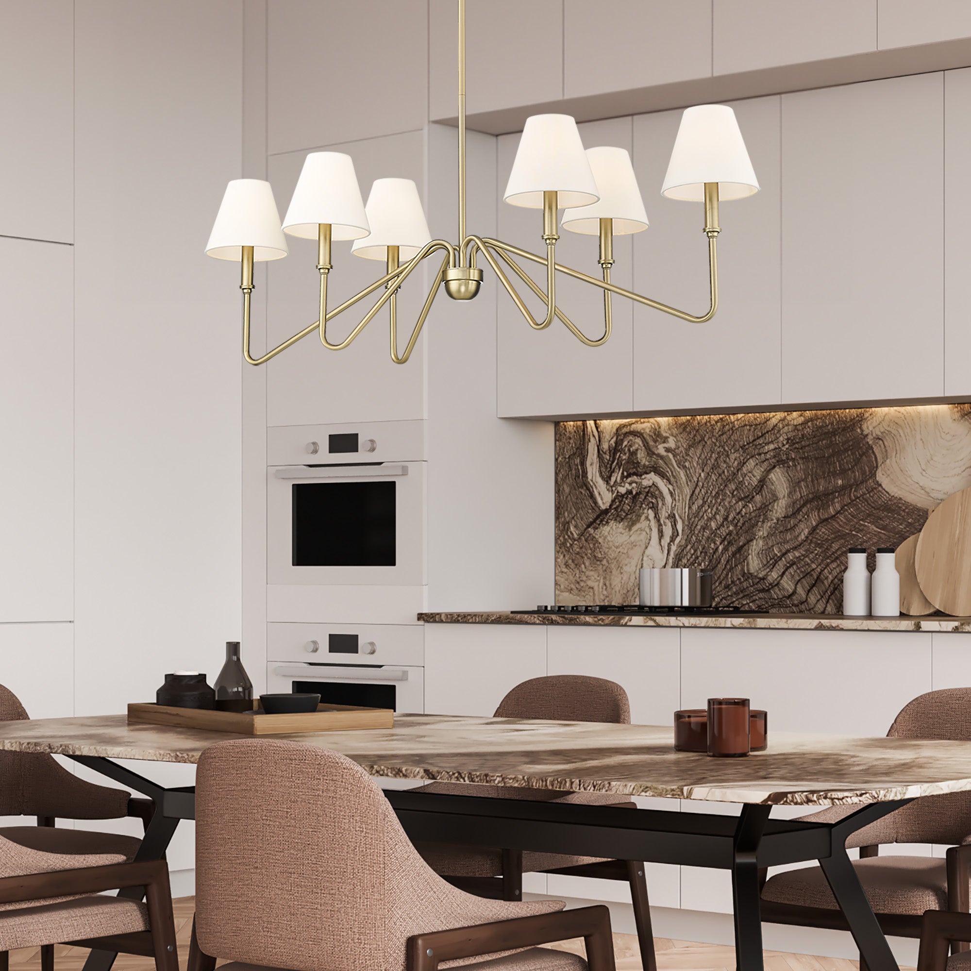 Kennedy BCB Linear Pendant in Brushed Champagne Bronze with Ivory Linen Shade - Default Title - Golden Lighting