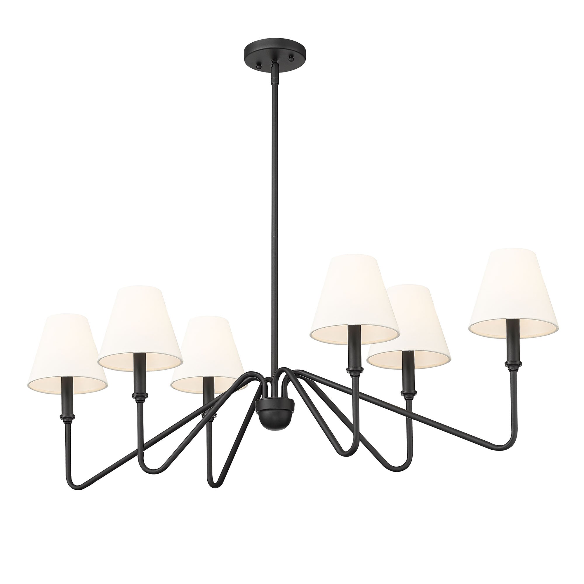 Yep by Golden Lighting Kennedy 6-light Island Light in Natural Black and Ivory Linen shade