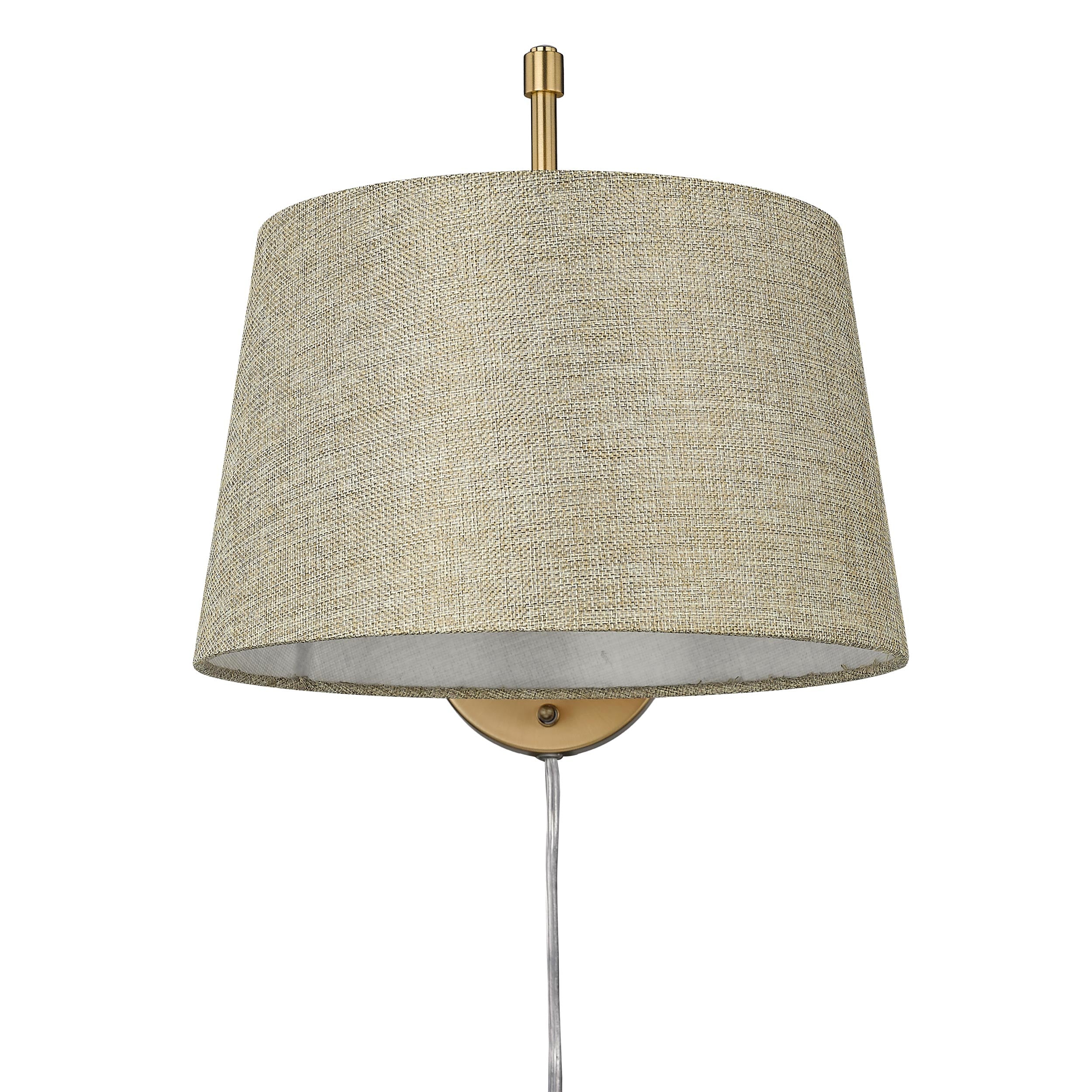 Ryleigh 1-light Swing Arm in Brushed Champagne Brass and Natural Sisal shade