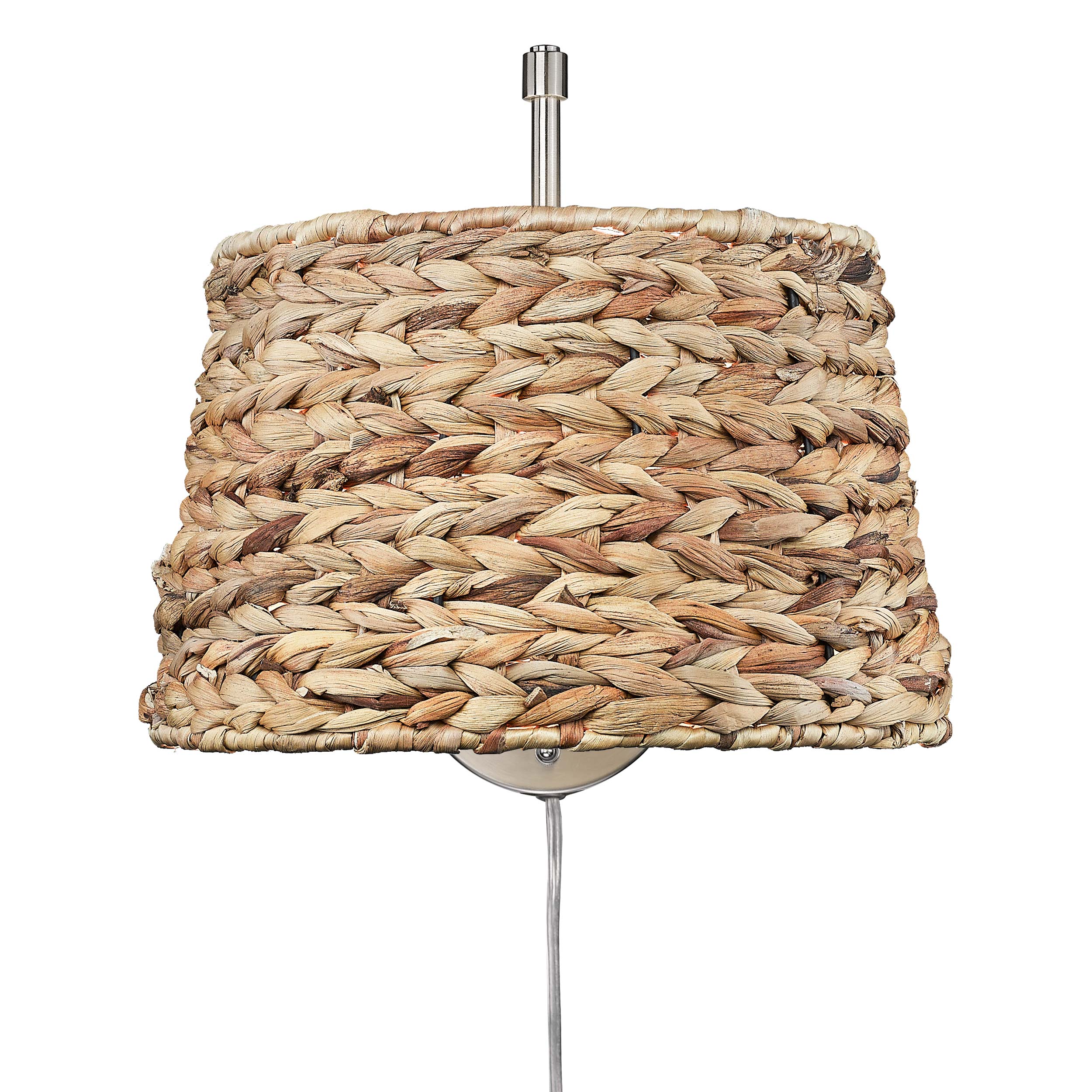 Ryleigh 1-light Swing Arm Wall Lamp in Pewter and Woven Sweet Grass shade
