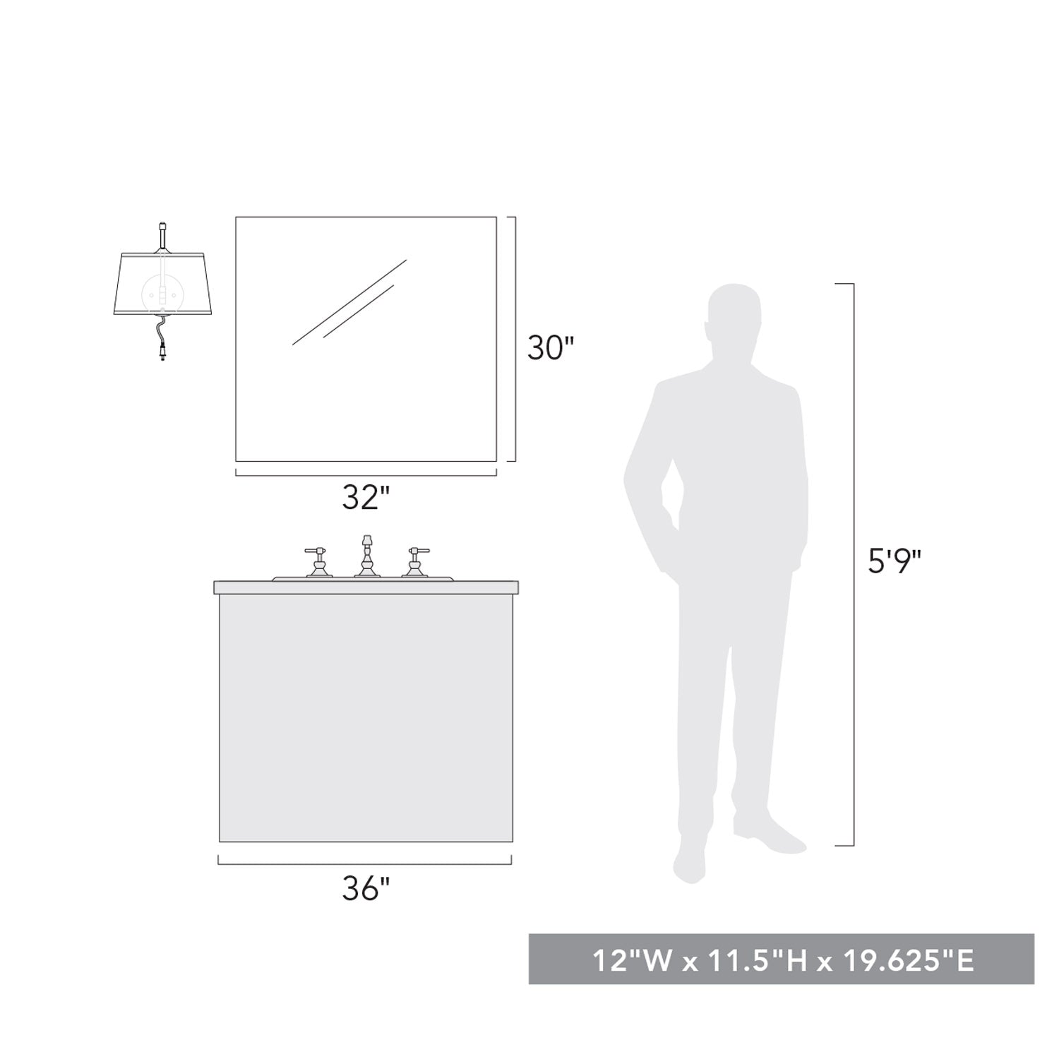 Ryleigh 1-light Swing Arm Wall Lamp in Pewter and Modern White shade, scale reference - Golden Lighting