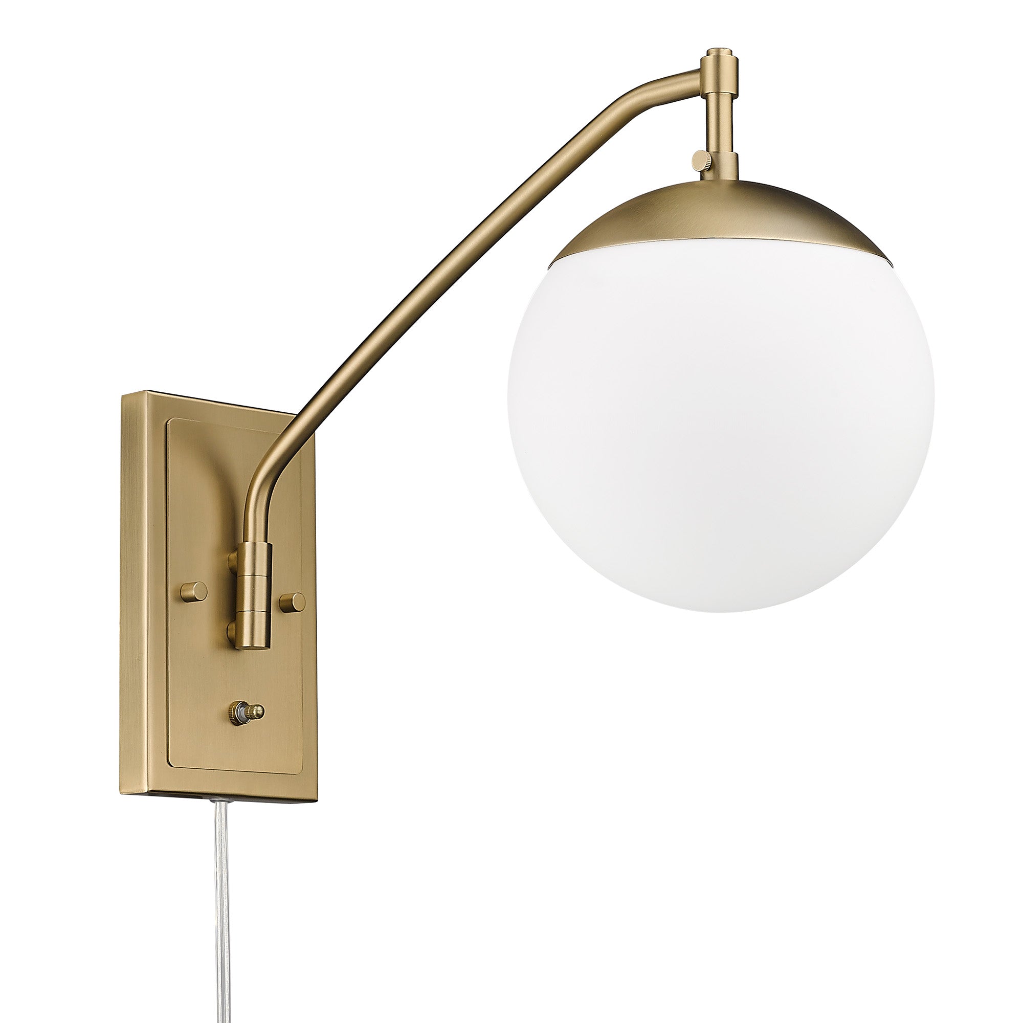 Glenn BCB 1 Light Articulating Wall Sconce in Brushed Champagne Bronze with Opal Glass Shade - - Golden Lighting