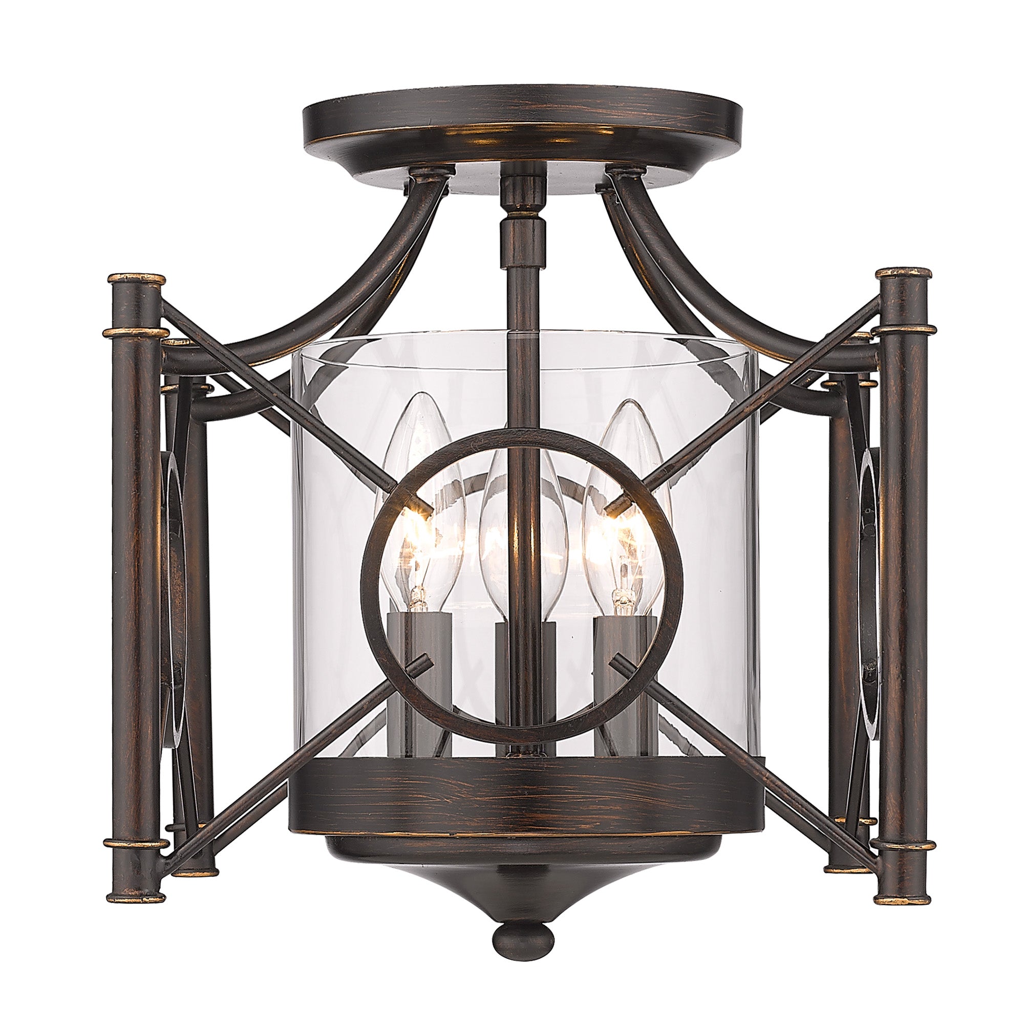 Quincy 3-light Semi-Flush Mount in Cordoban Bronze