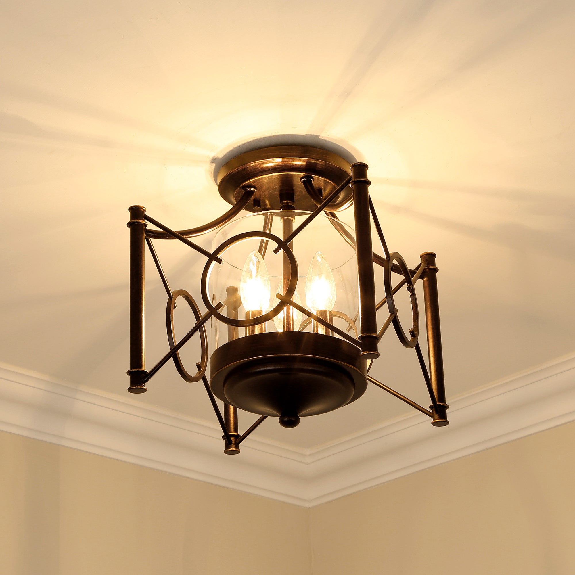 Quincy 3-light Semi-Flush Mount in Cordoban Bronze