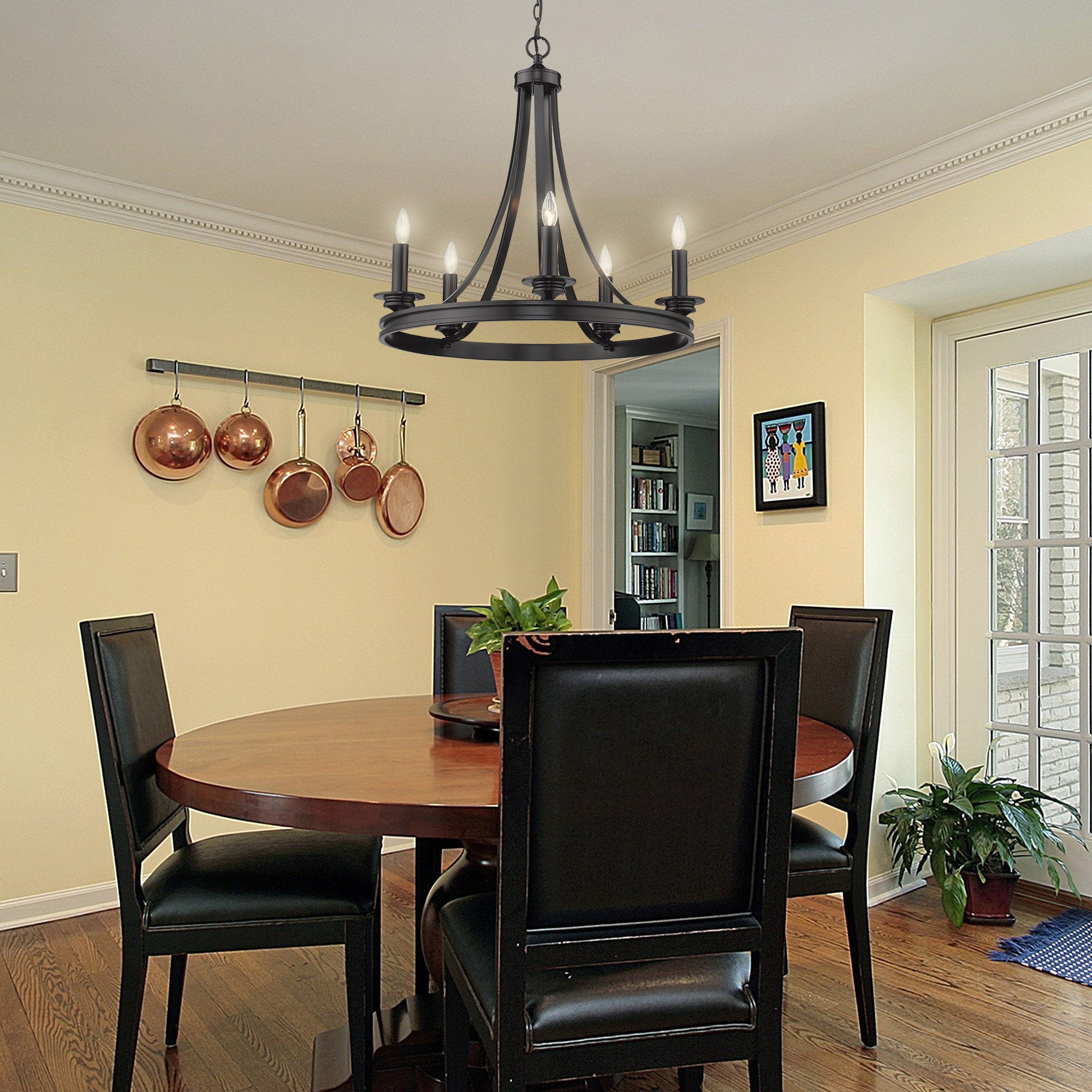 Golden Lighting Saldano 5-light Chandelier in Matte Black