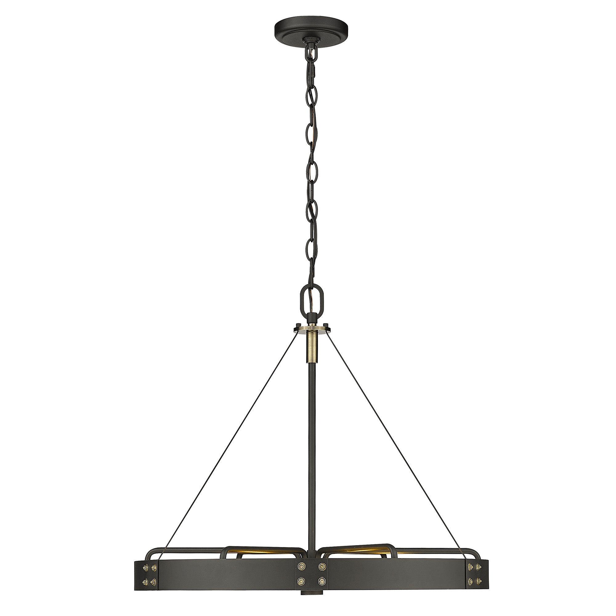 Golden Lighting Vaughn 6-light Pendant in Natural Black and Aged Brass Accents - - Golden Lighting