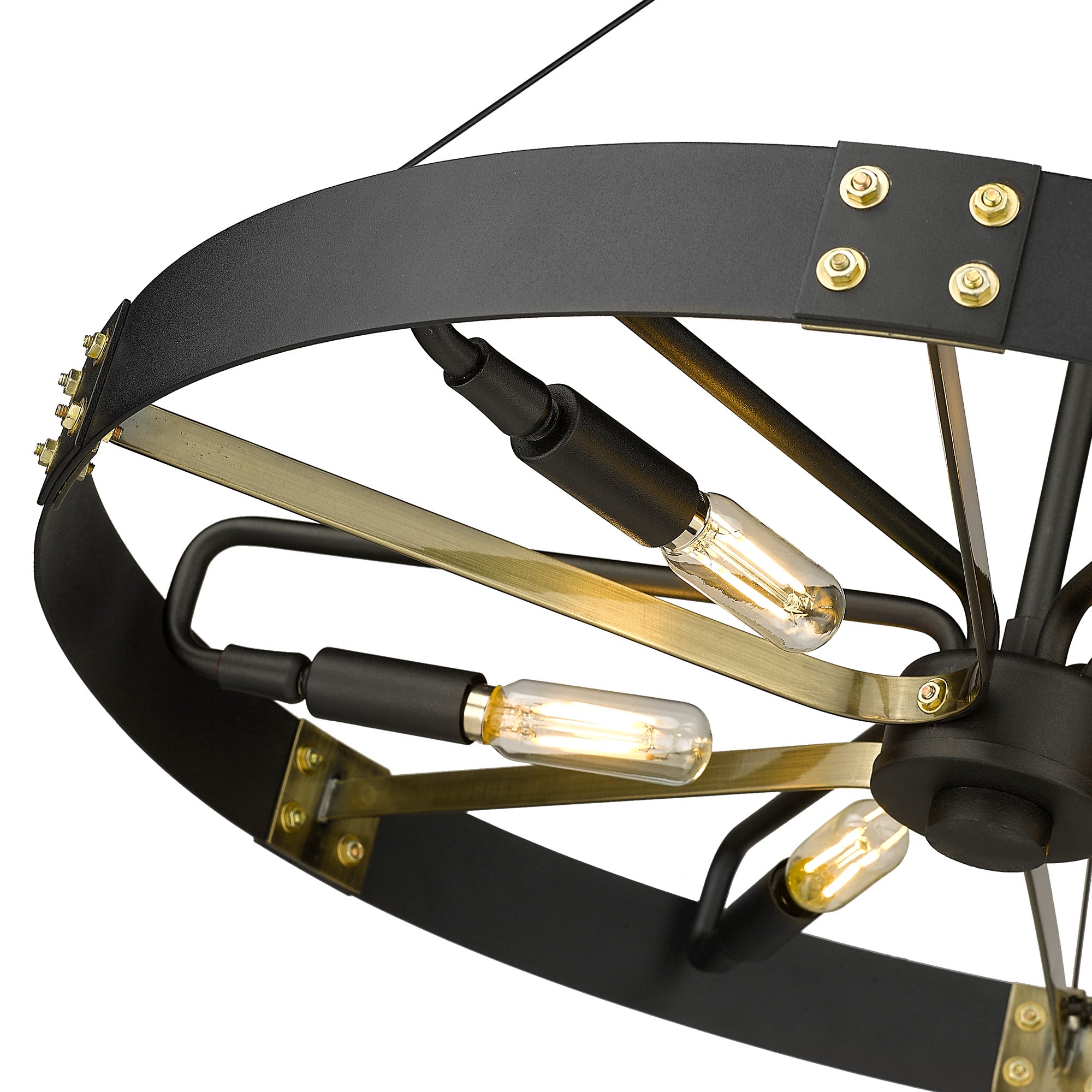 Golden Lighting Vaughn 6-light Pendant in Natural Black and Aged Brass Accents - - Golden Lighting