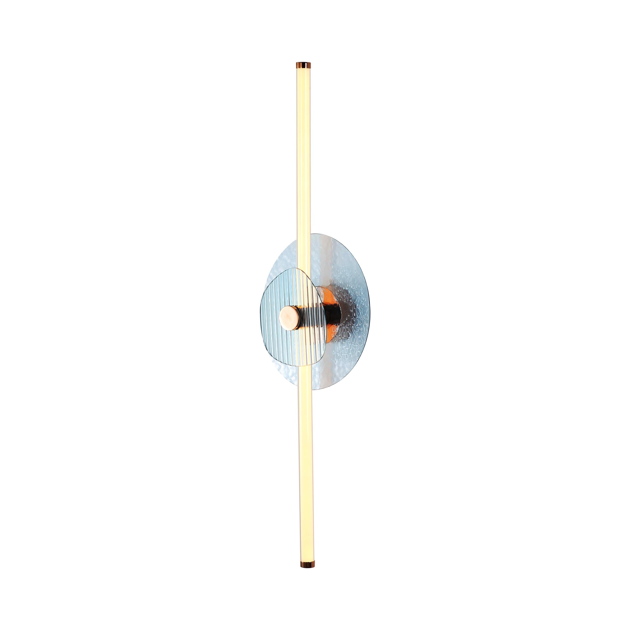 Yep by Golden Lighting Colorella LED Wall Sconce in Rose Gold with Blue and Blue Glass - - Golden Lighting