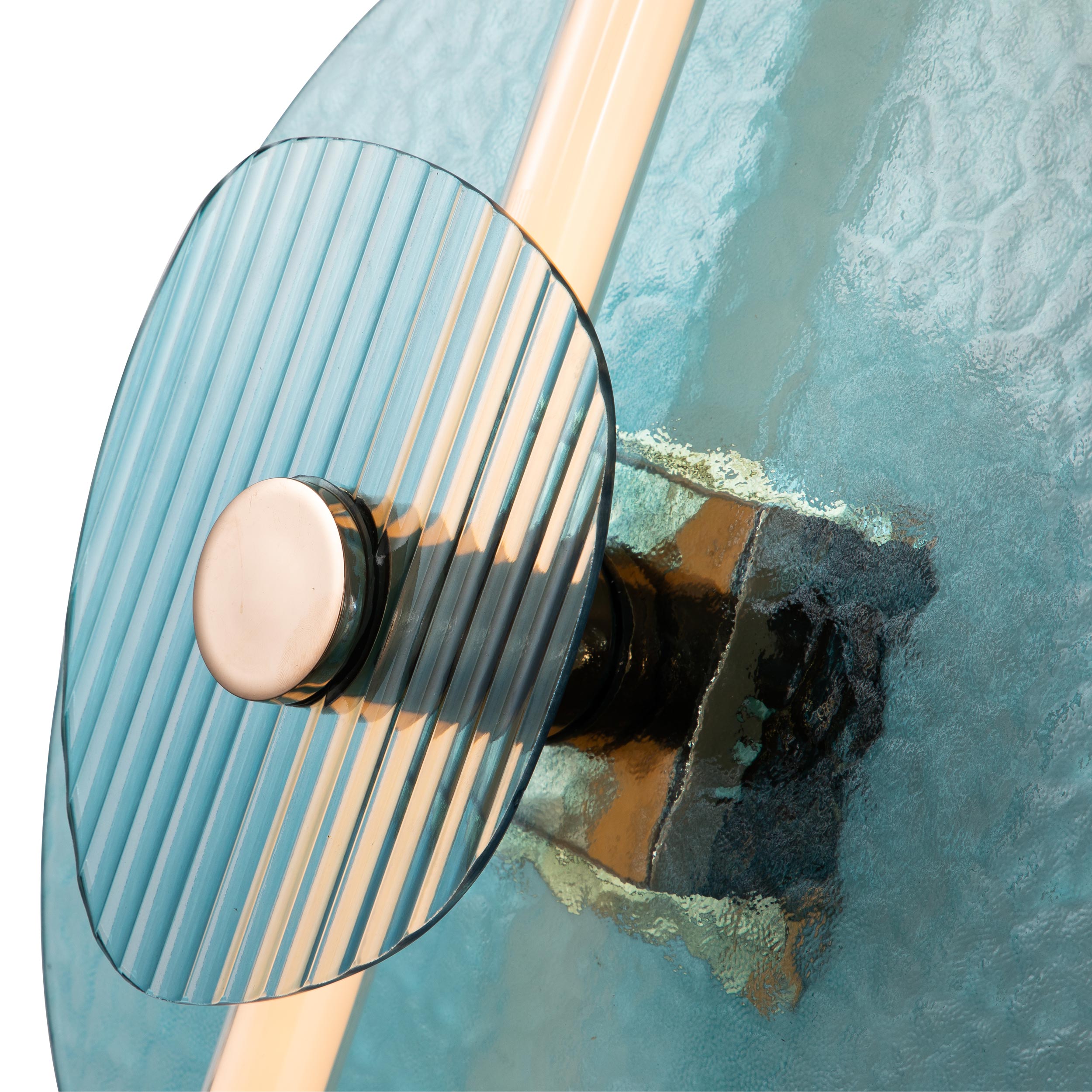 Yep by Golden Lighting Colorella LED Wall Sconce in Rose Gold with Blue and Blue Glass - - Golden Lighting