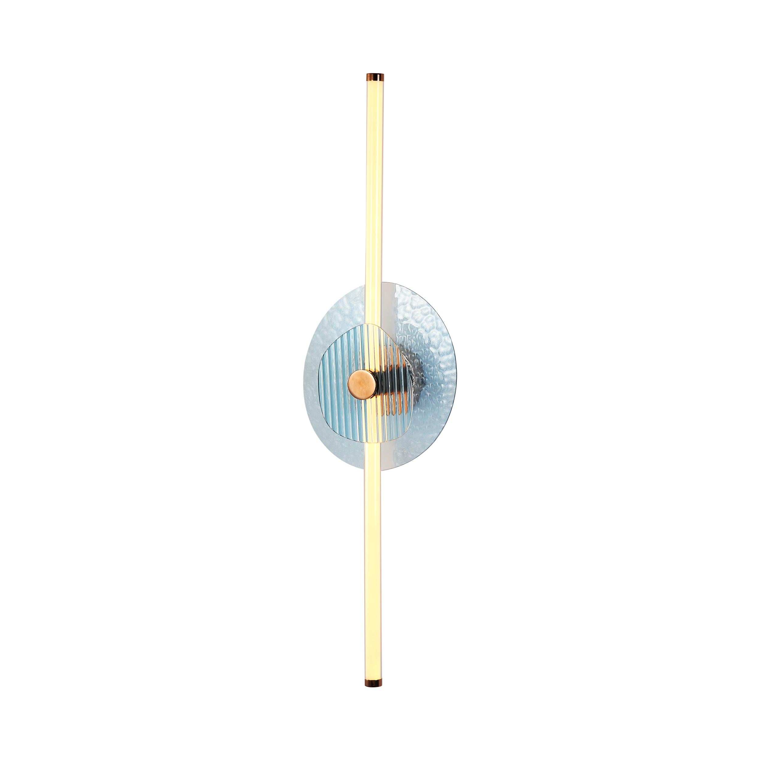 Yep by Golden Lighting Colorella LED Wall Sconce in Rose Gold with Blue and Blue Glass
