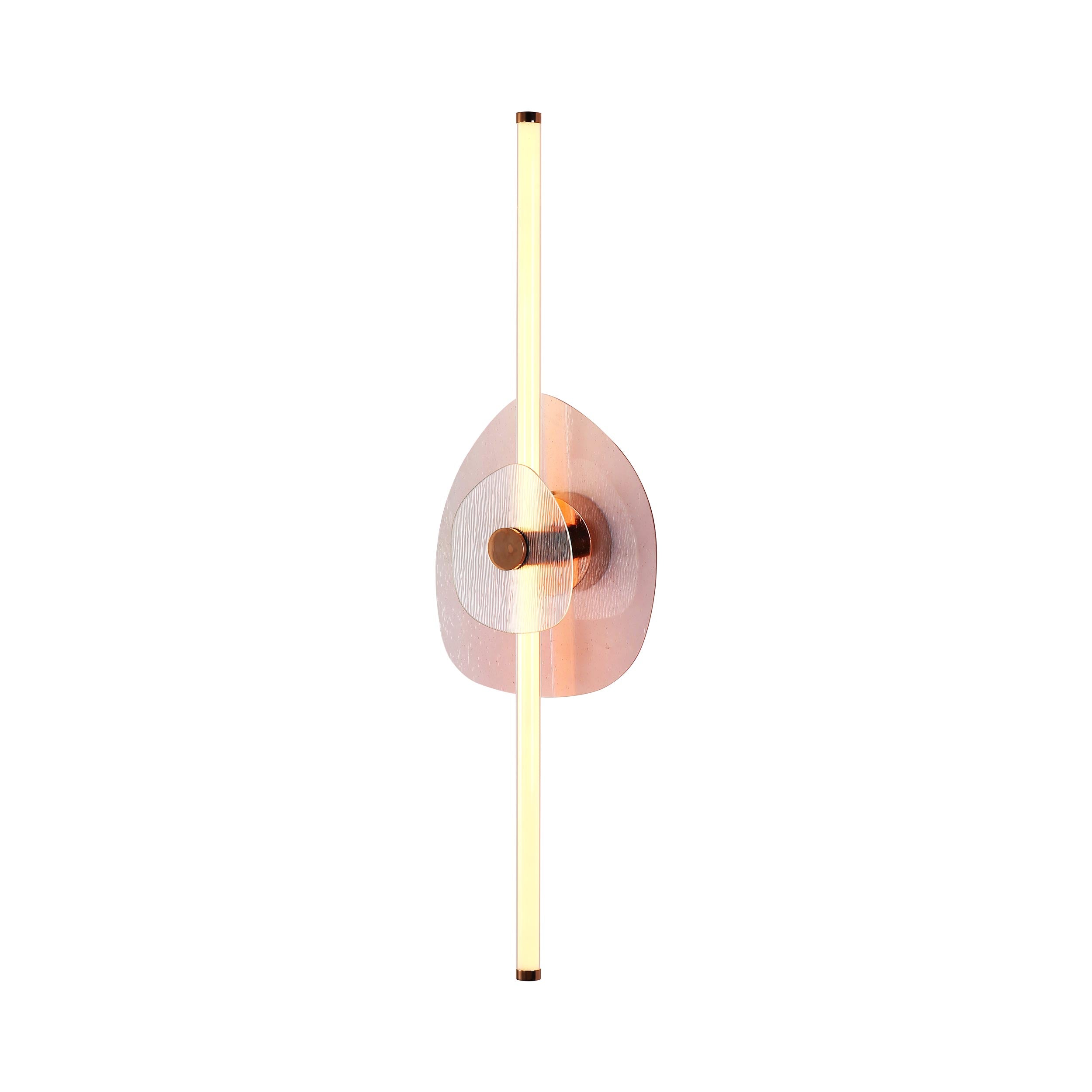 Yep by Golden Lighting Colorella LED Wall Sconce in Rose Gold with Pink and Clear Glass