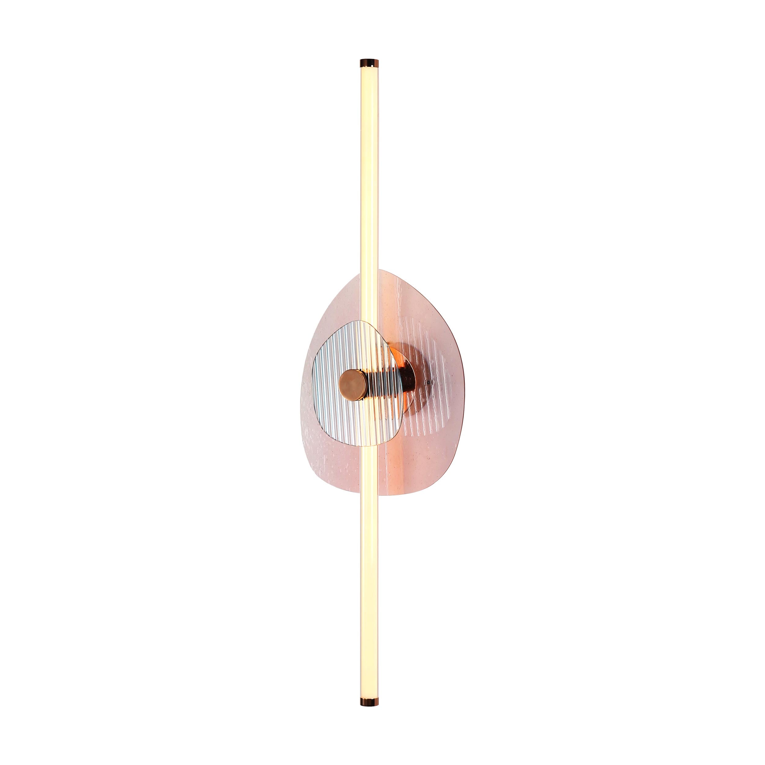 Yep by Golden Lighting Colorella LED Wall Sconce in Rose Gold with Pink and Blue Glass
