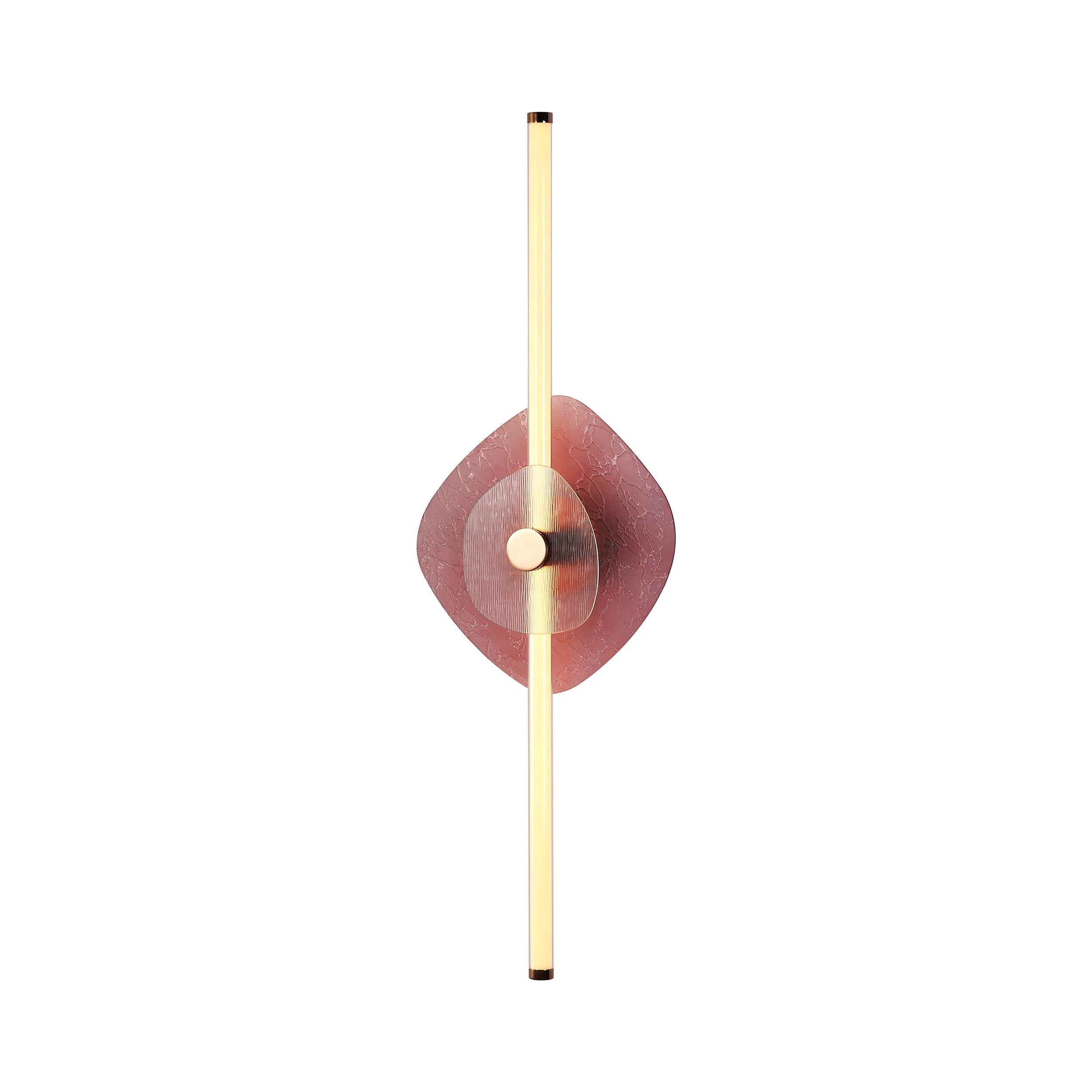 Yep by Golden Lighting Colorella LED Wall Sconce in Rose Gold with Purple and Clear Glass