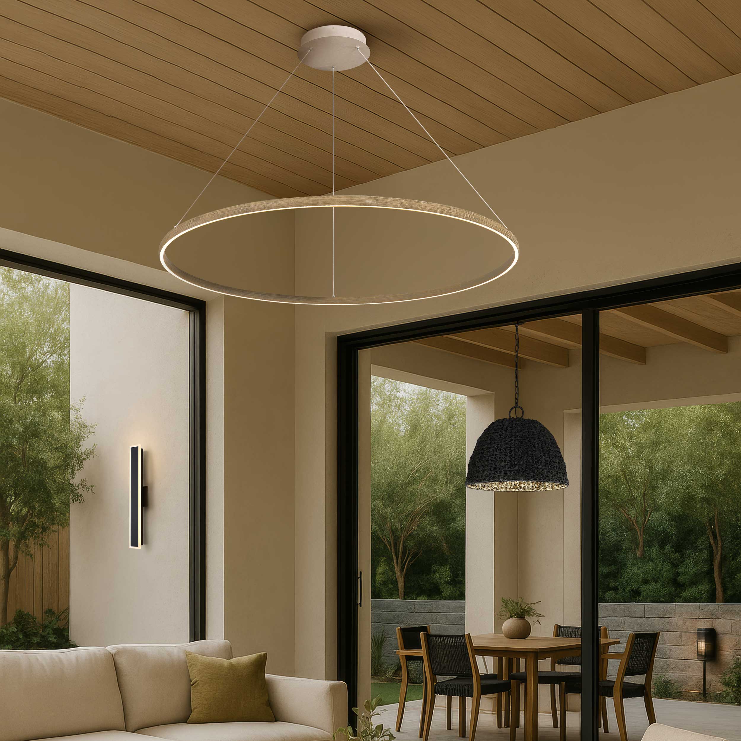 Golden Lighting Veritas Integrated LED 71in Chandelier in Driftwood