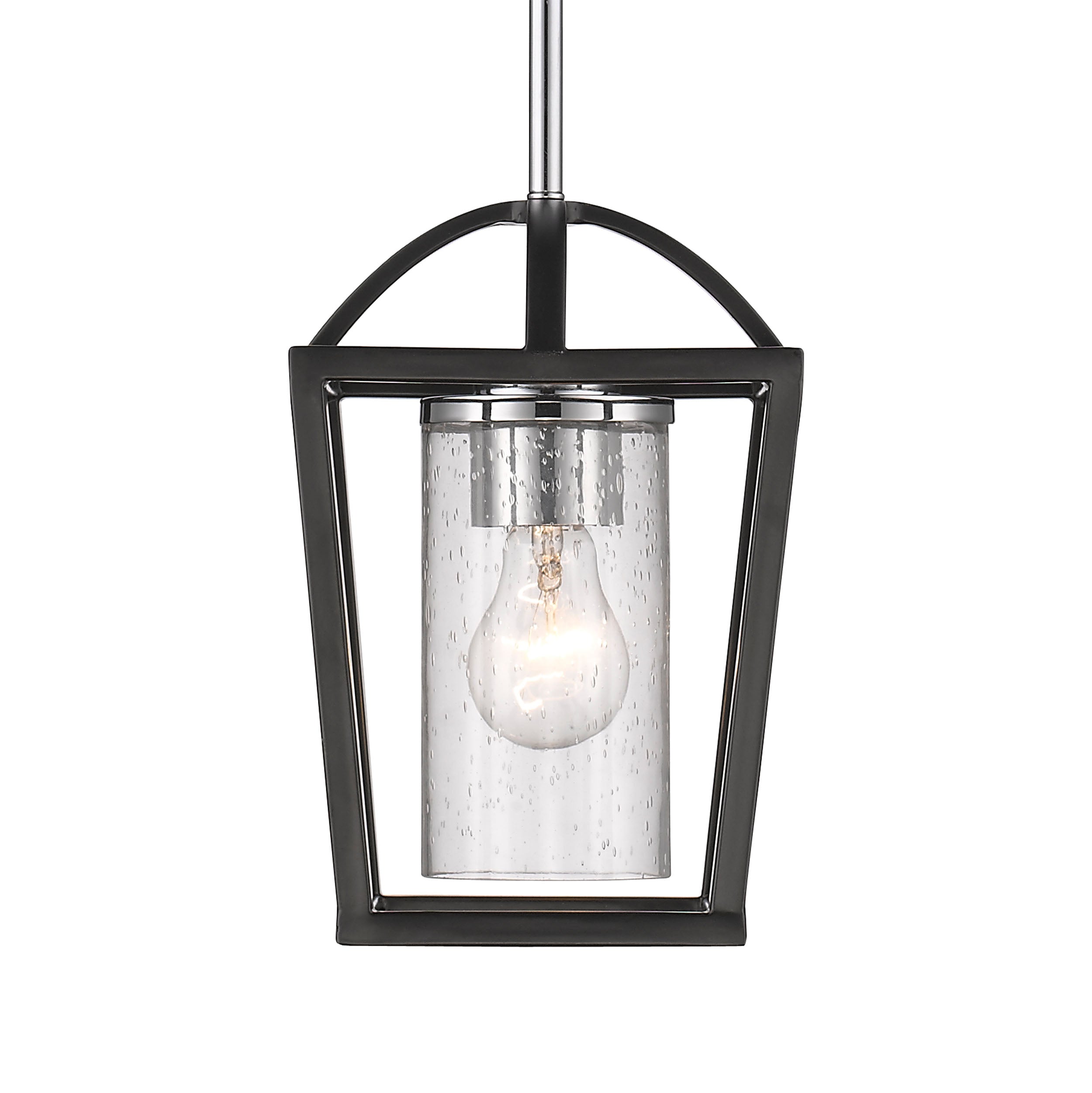 Golden Lighting Mercer 1-light Pendant in Matte Black and Chrome Accents