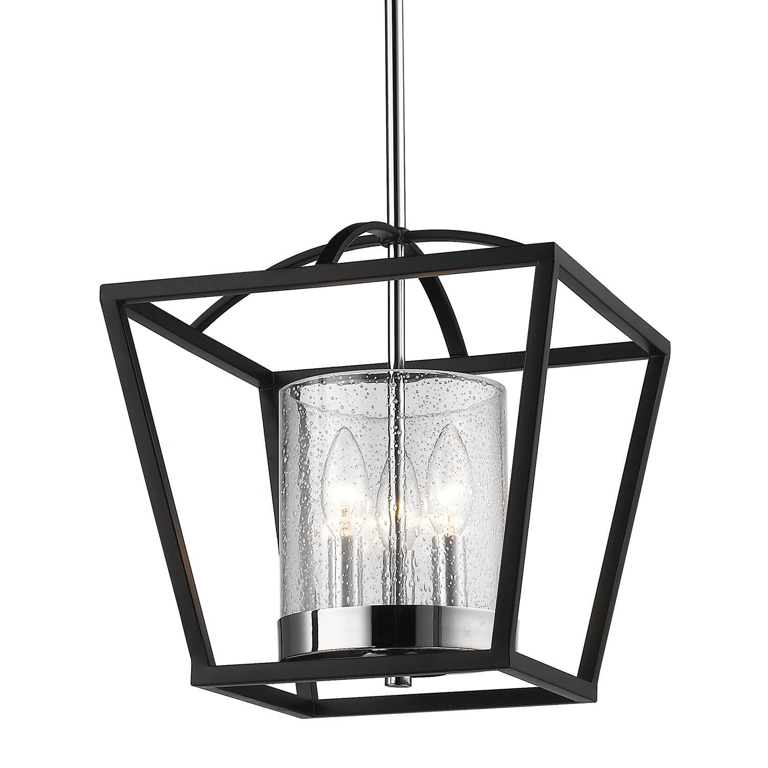 Golden Lighting Mercer 3-light Chandelier in Matte Black and Chrome Accents