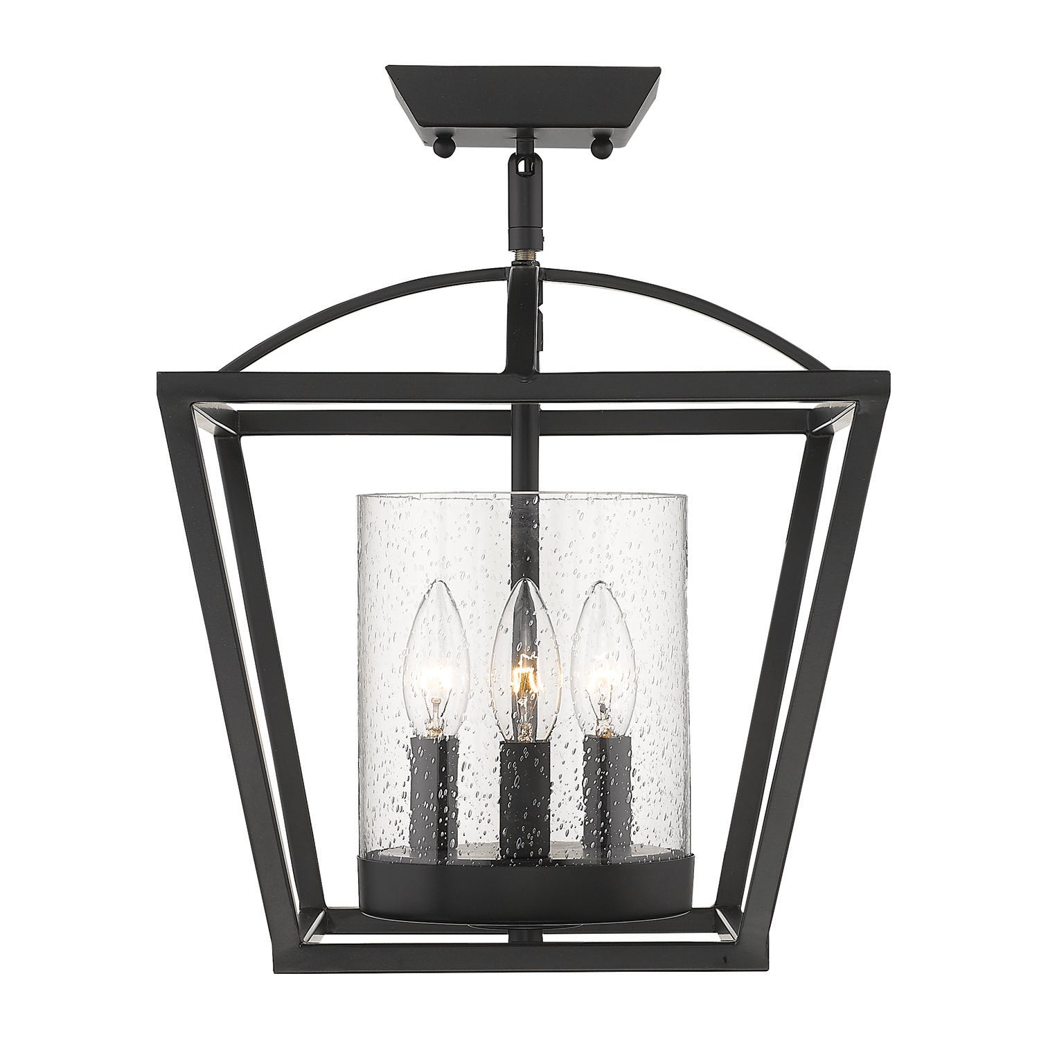 Golden Lighting Mercer 3-light Semi-Flush Mount in Matte Black - - Golden Lighting