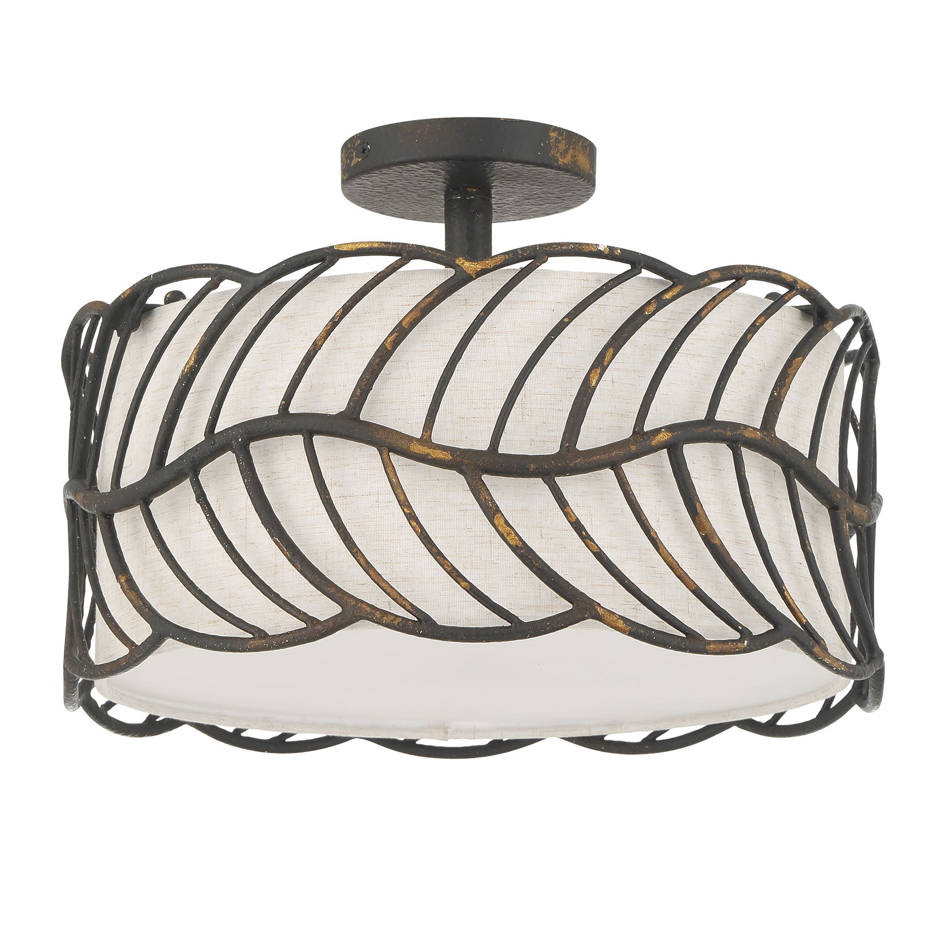 Simbolo 3-light Semi-Flush Mount in Antique Black Iron