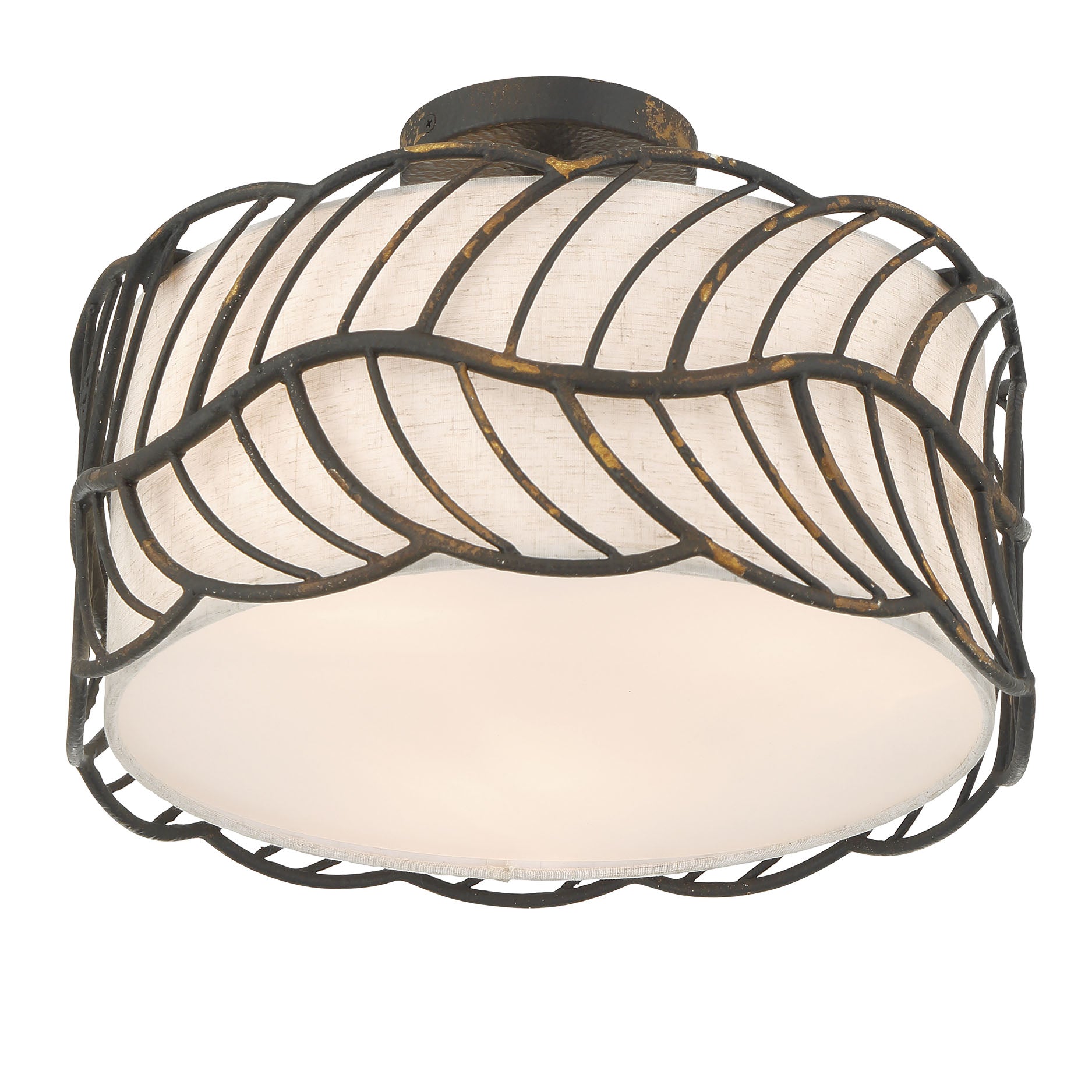 Simbolo 3-light Semi-Flush Mount in Antique Black Iron