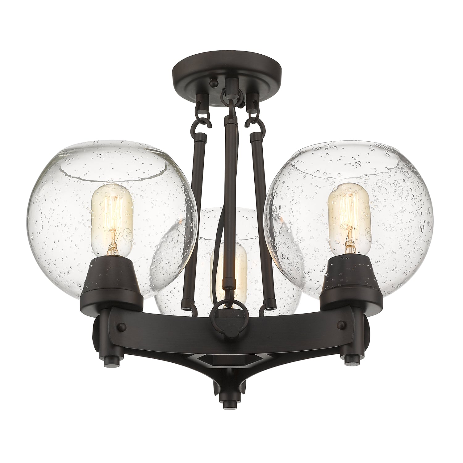 Golden Lighting Galveston 3-light Semi-Flush Mount in Rubbed Bronze - - Golden Lighting