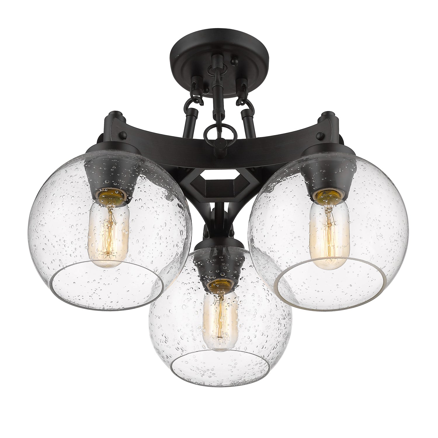 Golden Lighting Galveston 3-light Semi-Flush Mount in Rubbed Bronze - - Golden Lighting