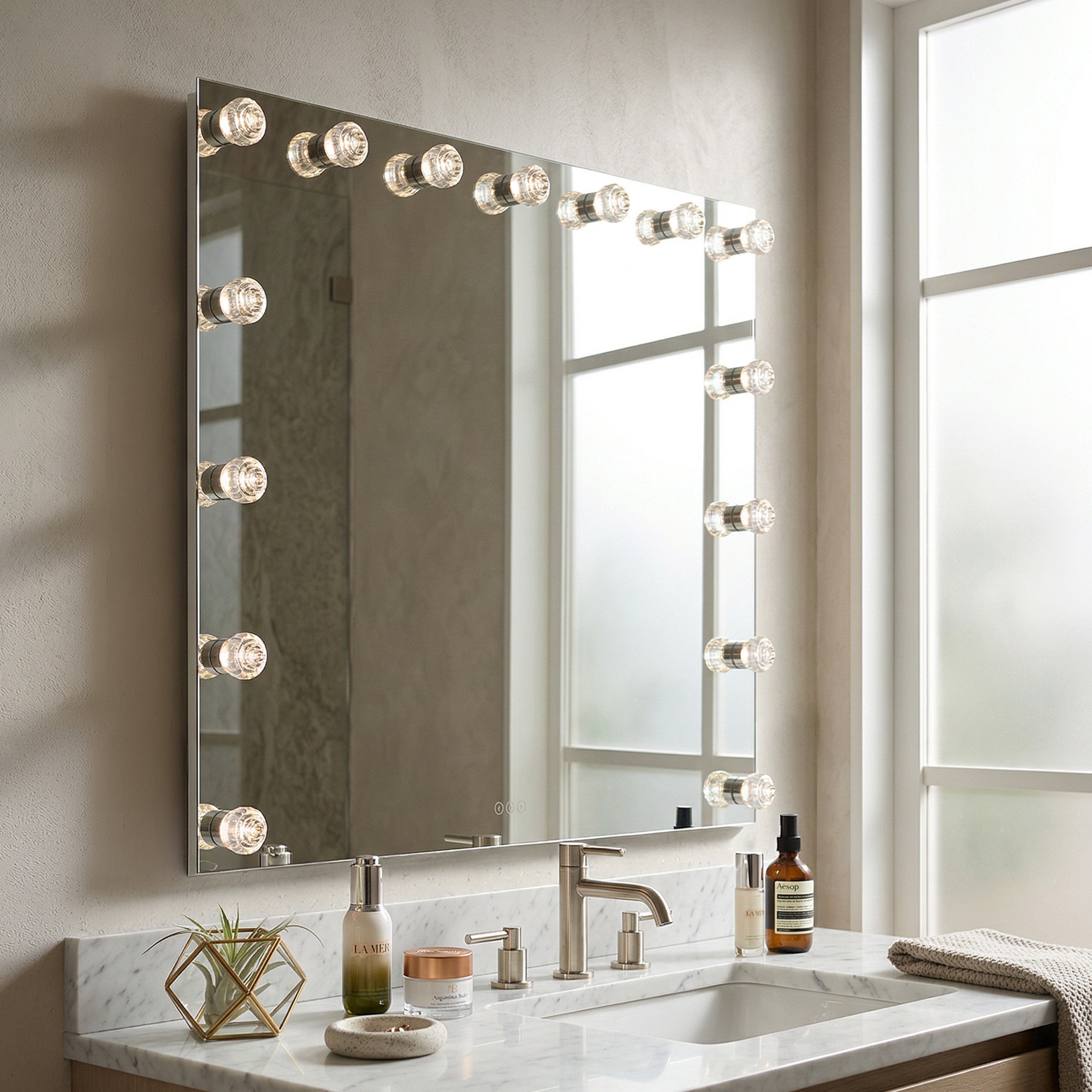 Starlight LED 48in Mirror with Glass Rose Diffusers