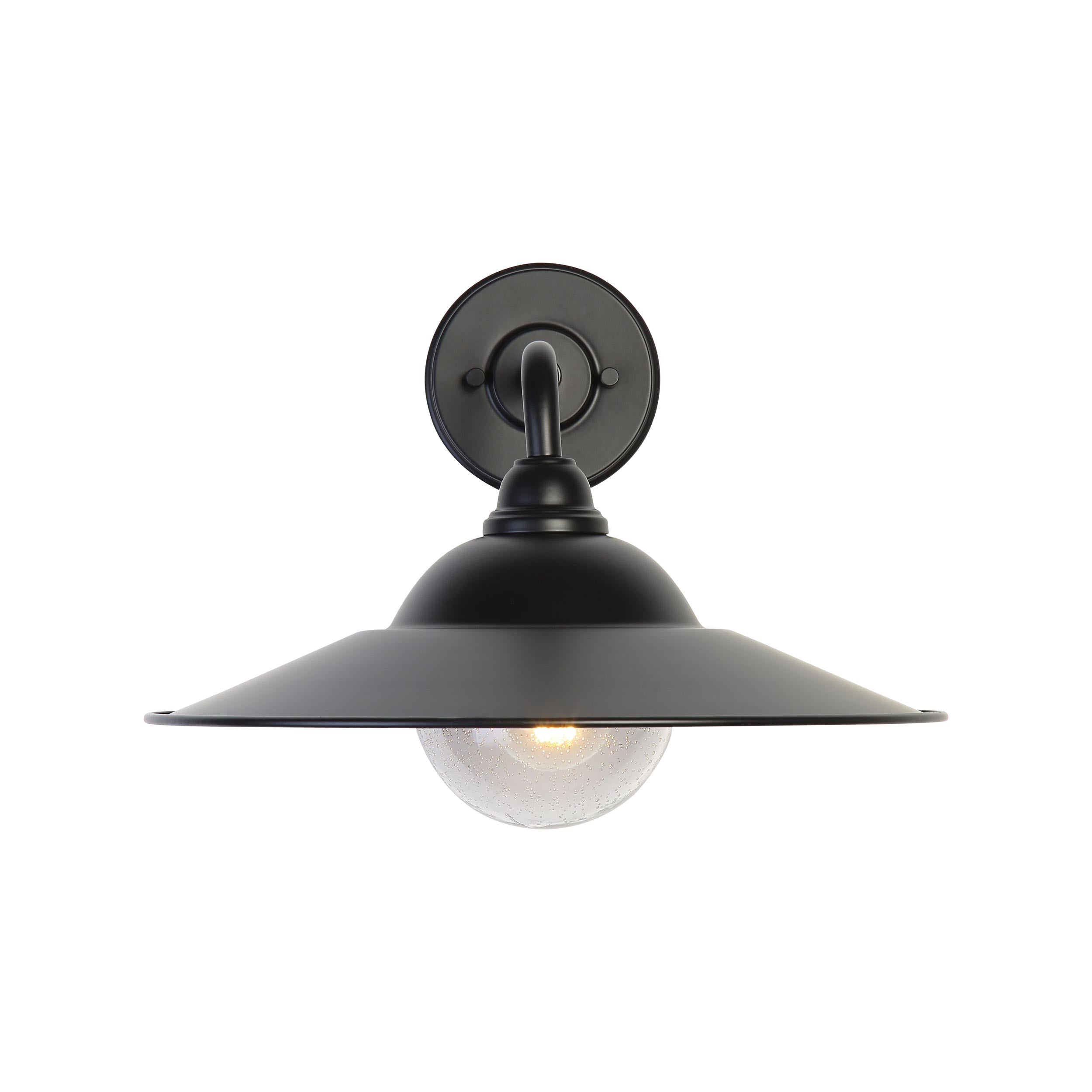 Yep by Golden Lighting Croma 1-light Wall Sconce in Matte Black shade and Seeded Glass Ball - - Golden Lighting