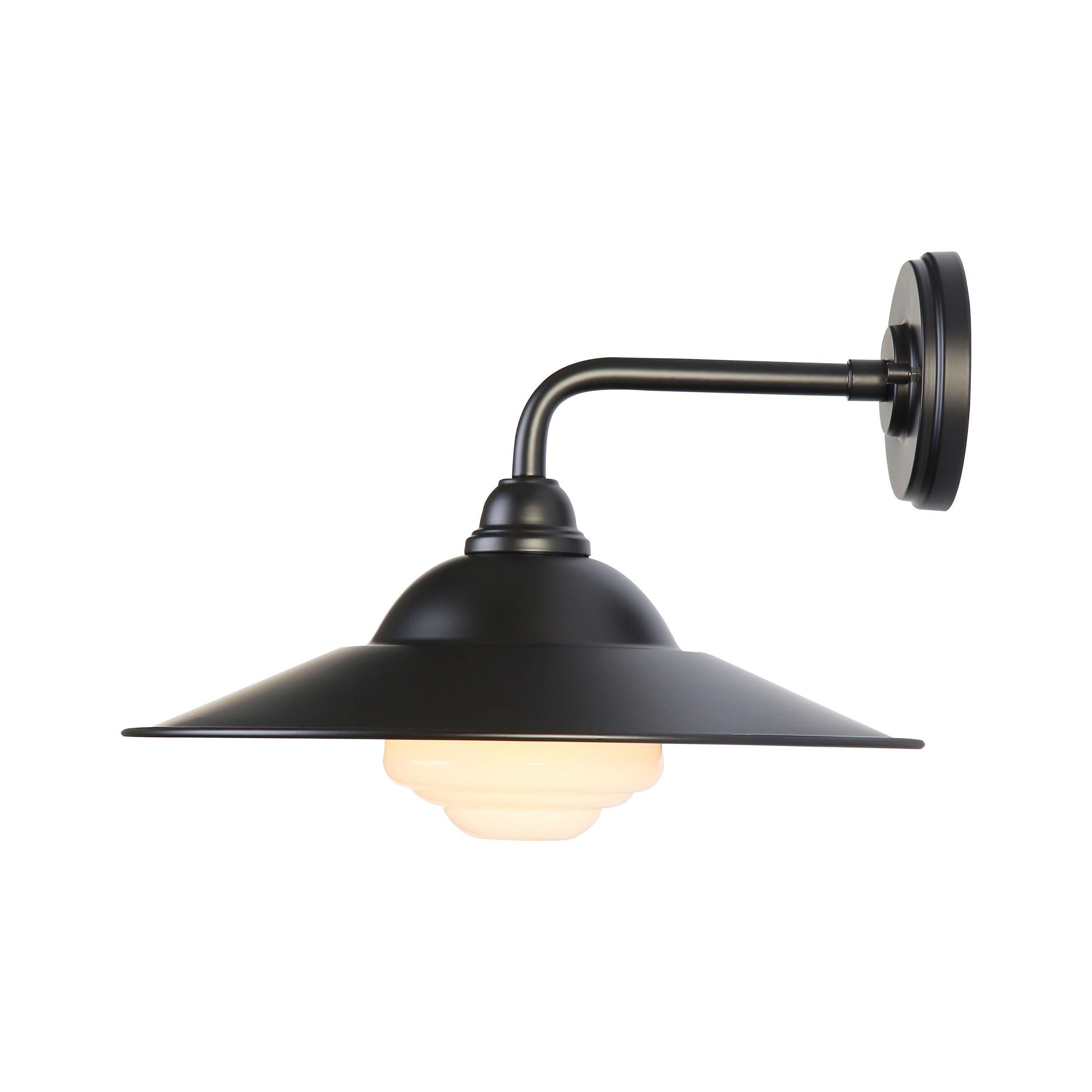 Yep by Golden Lighting Croma 1-light Wall Sconce in Matte Black shade and White Bell Glass - - Golden Lighting